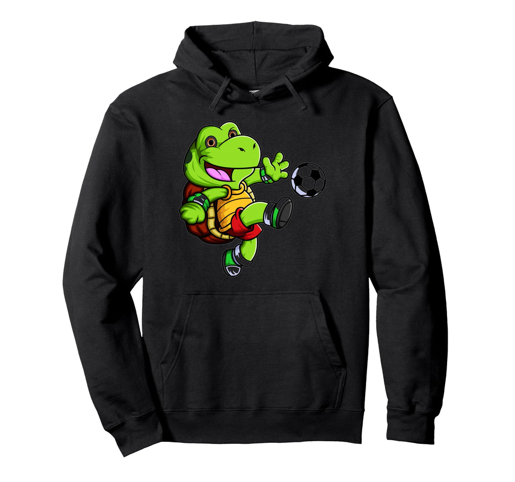Turtle Playing Soccer Funny Hoodie - Graphic Print Men Women - T-Shirt, Sweatshirt, Hoodie