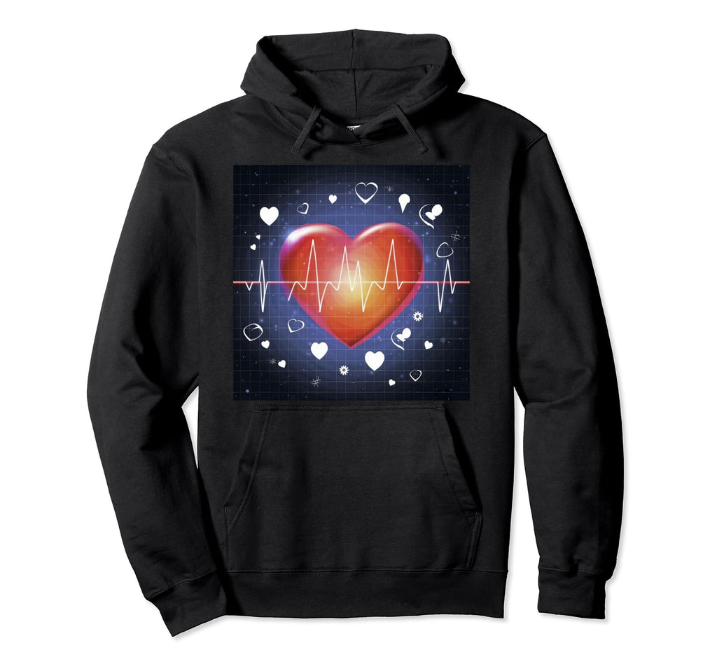 Funny Heart Pulse Heartbeat Hoodie - Trendy Graphic Men Women - T-Shirt, Sweatshirt, Hoodie