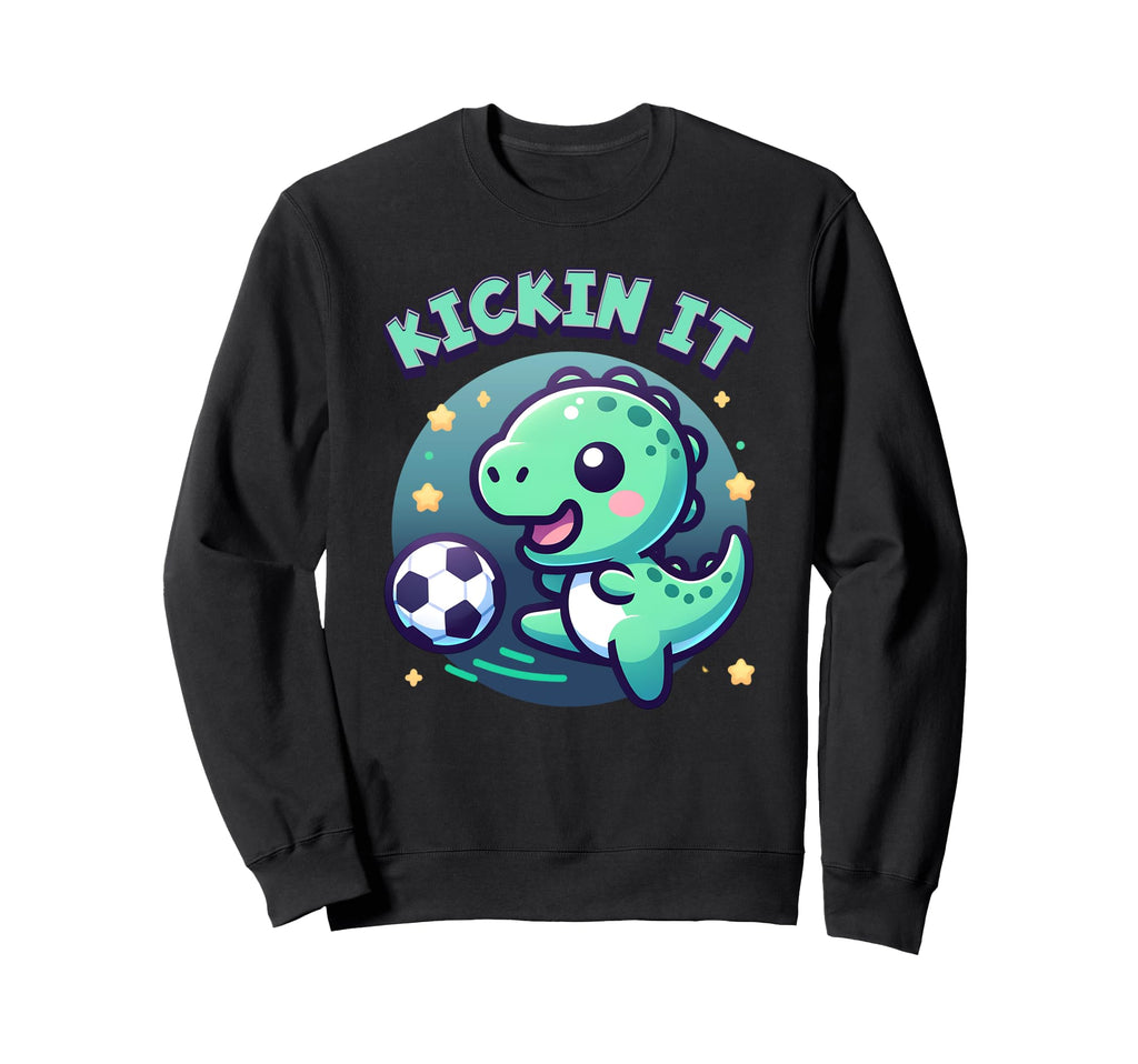 T Rex Dinosaur Soccer Player Ball Sweatshirt - Graphic Print for Adults - T-Shirt, Sweatshirt, Hoodie