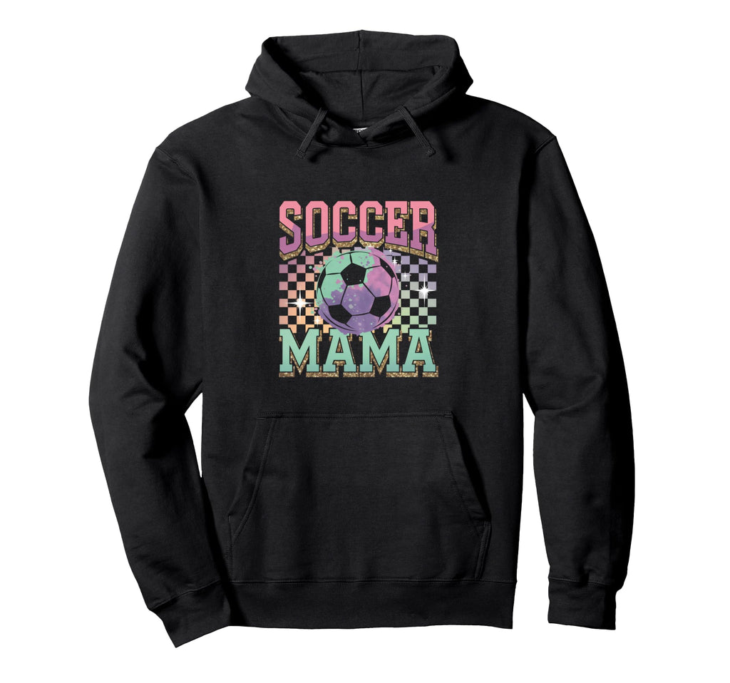 Soccer Mama Soccer Fan Checkered Hoodie - Novelty Apparel for Adults - T-Shirt, Sweatshirt, Hoodie