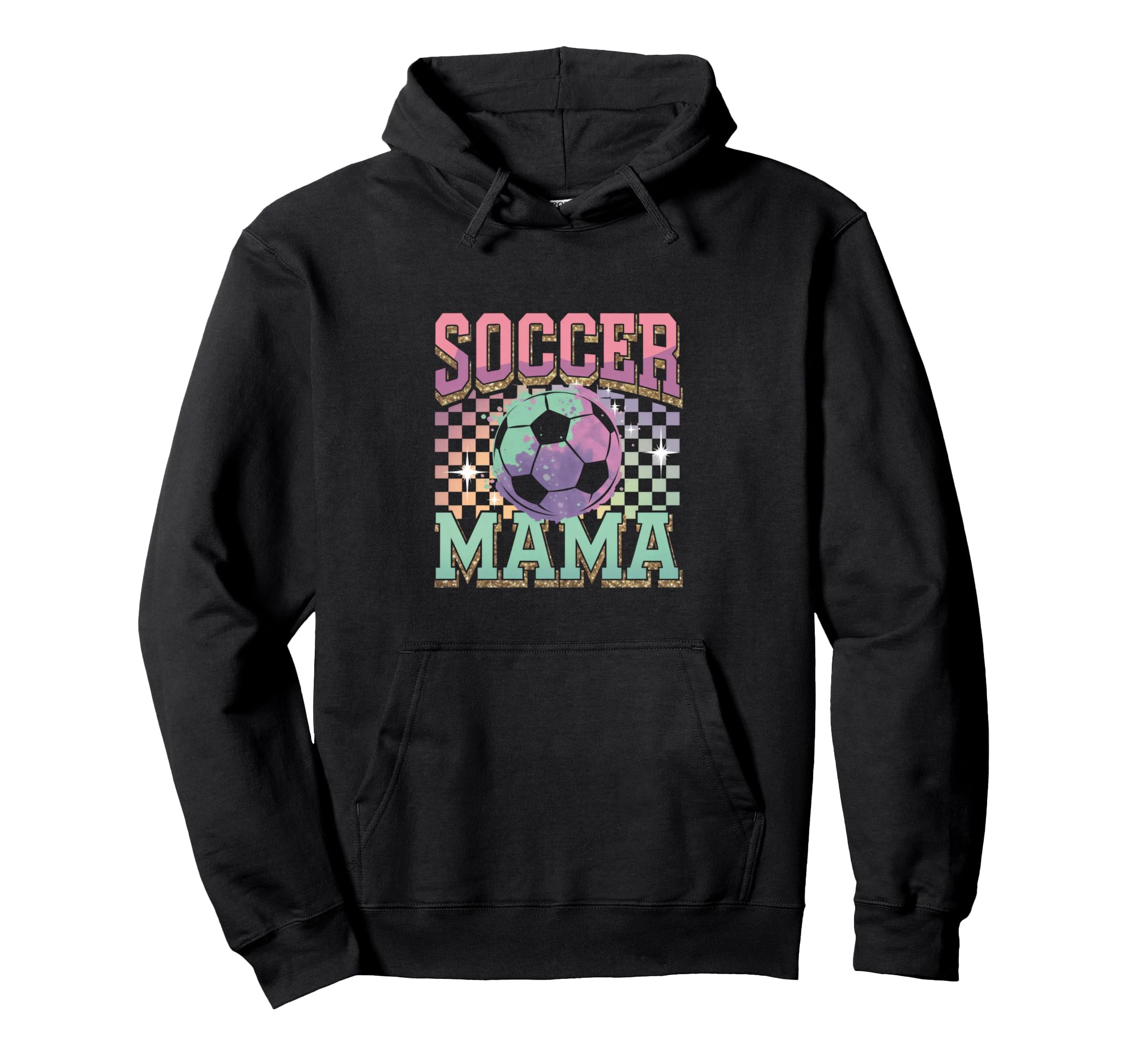 Soccer Mama Soccer Fan Checkered Hoodie - Novelty Apparel for Adults - T-Shirt, Sweatshirt, Hoodie