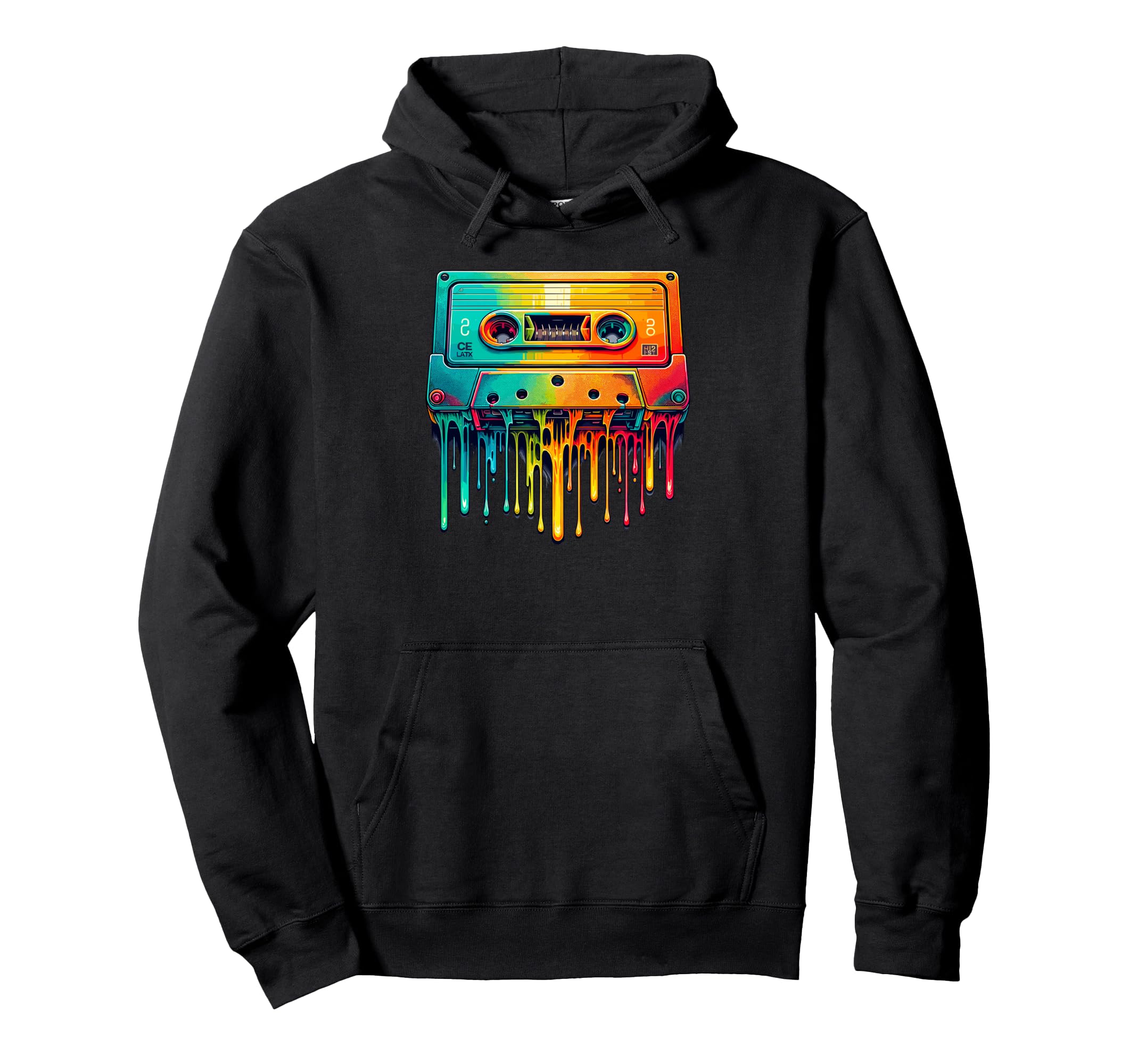 Dripping Paint Art Cassette Player Hoodie - Trendy Graphic for Adults - T-Shirt, Sweatshirt, Hoodie