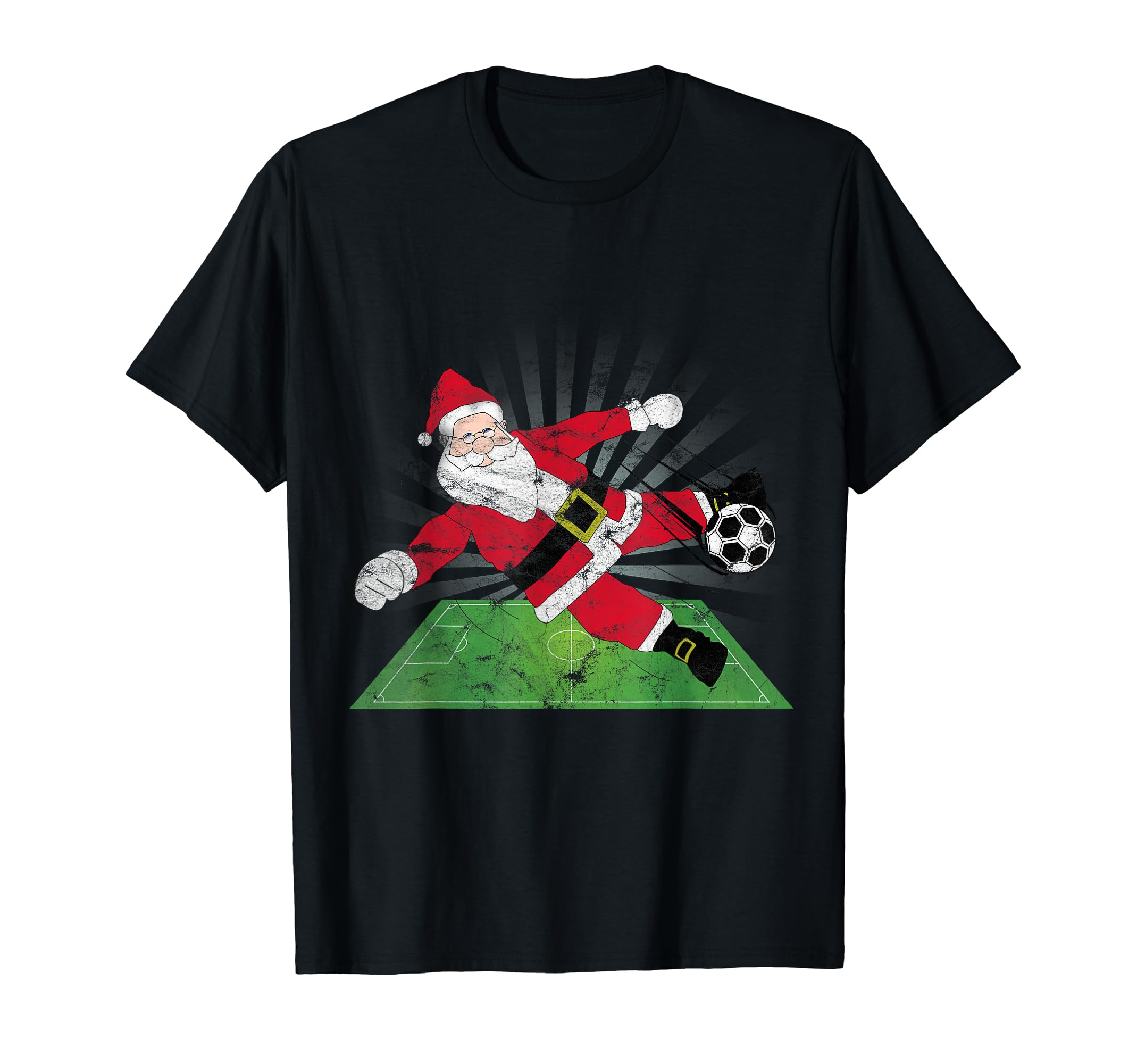 Santa Claus Kicking Soccer Ball T-Shirt - Custom Art Print for Adults - T-Shirt, Sweatshirt, Hoodie