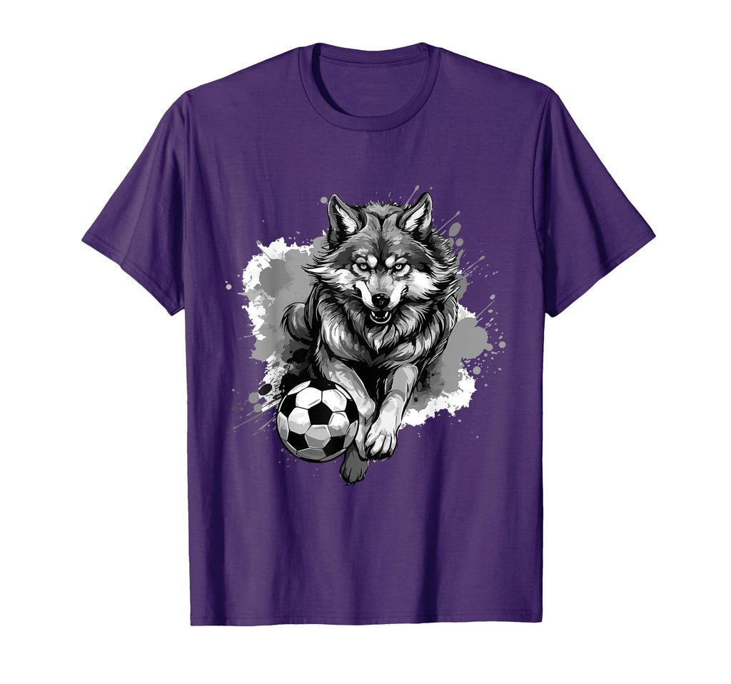 Wolf Playing Soccer Animal Sports T-Shirt - Casual Everyday Wear Unisex - T-Shirt, Sweatshirt, Hoodie