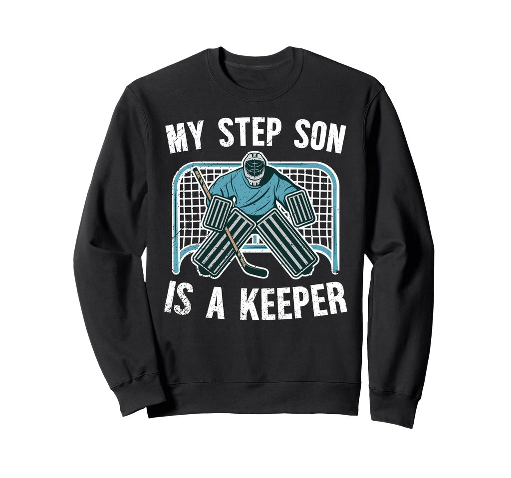 Hockey Keeper Step Dad Hockey Sweatshirt - Minimalist Print for Adults - T-Shirt, Sweatshirt, Hoodie