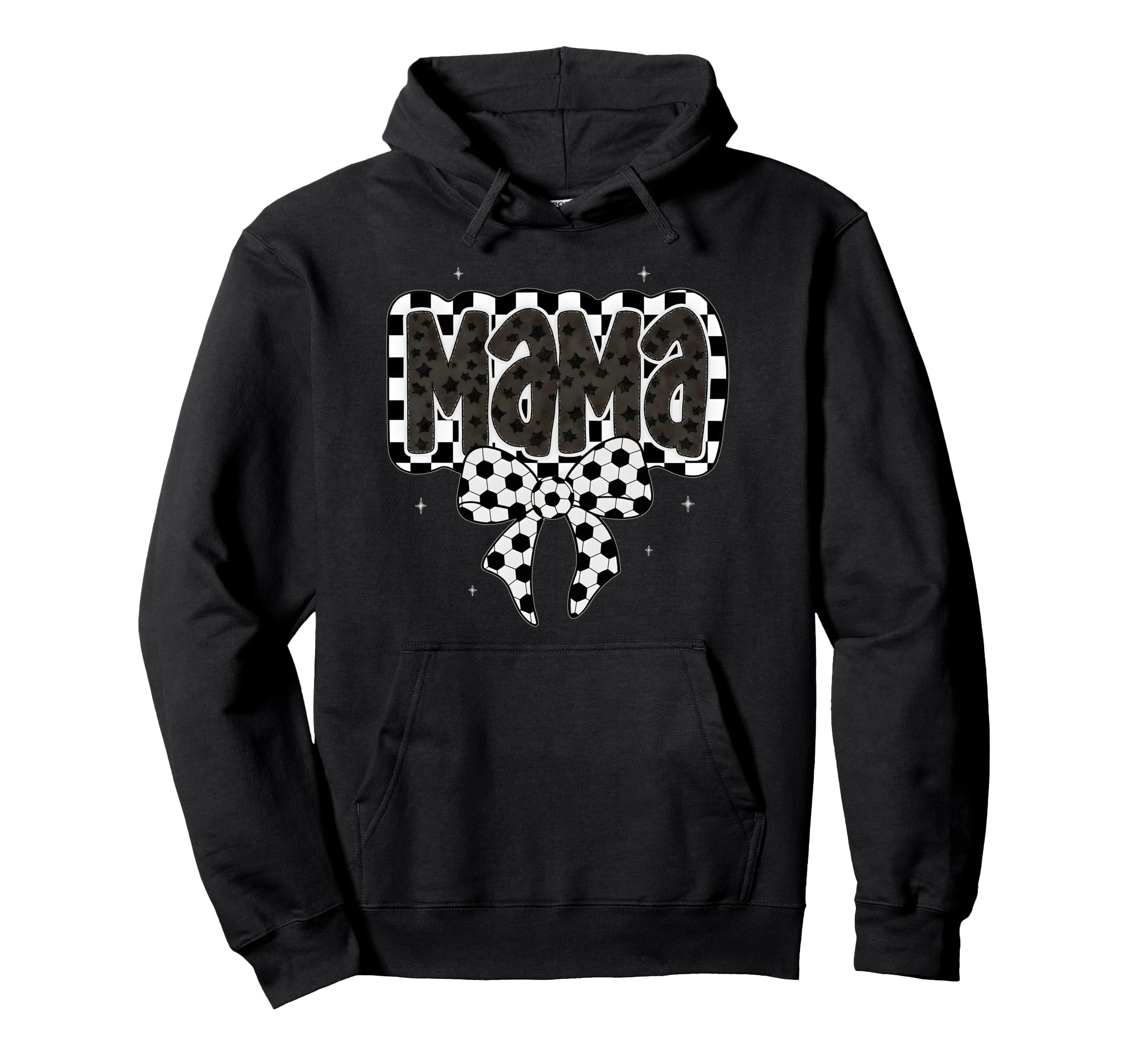 Soccer Mama Coquette Checkered Bow Soccer Mom Hoodie - Graphic Print Unisex - T-Shirt, Sweatshirt, Hoodie