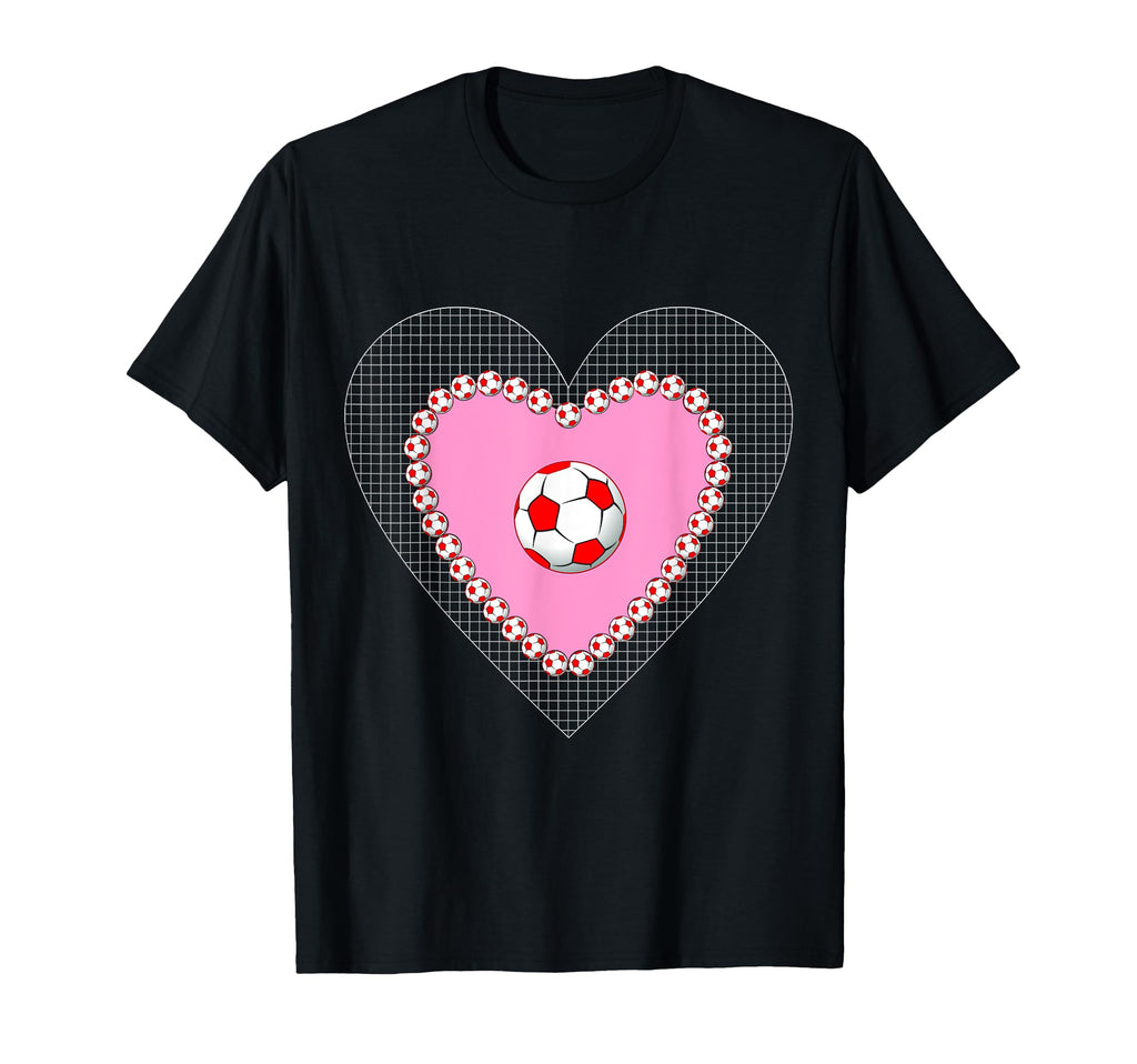 Valentine Heart Soccer Football Balls T-Shirt - Custom Art Print for Adults - T-Shirt, Sweatshirt, Hoodie