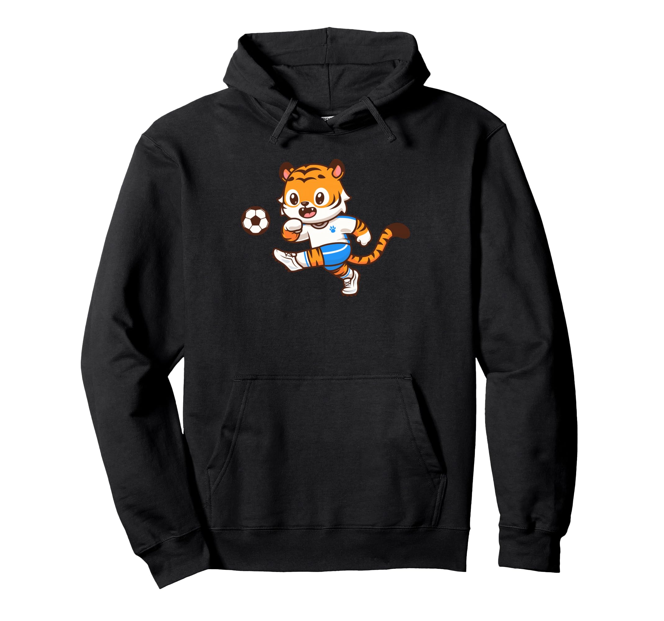 Tiger Soccer Player Kicking Ball Hoodie - Aesthetic Graphic Unisex - T-Shirt, Sweatshirt, Hoodie
