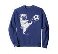 Kawaii Soccer Pug Ball Scoring Dog Sweatshirt - Aesthetic Graphic Unisex - T-Shirt, Sweatshirt, Hoodie