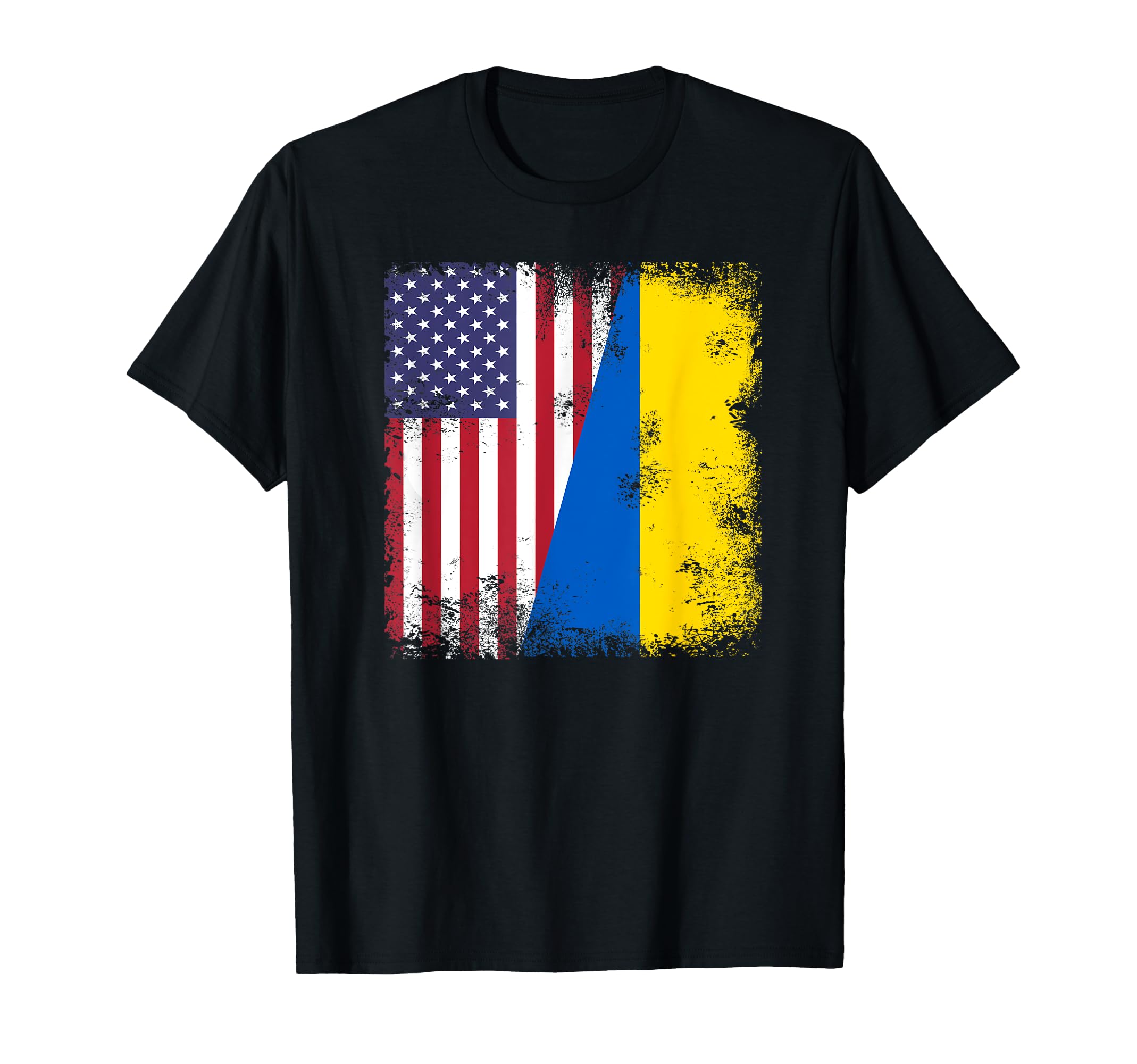 Half Ukrainian Flag Ukraine Usa Gift T-Shirt - Minimalist Print Unisex - T-Shirt, Sweatshirt, Hoodie