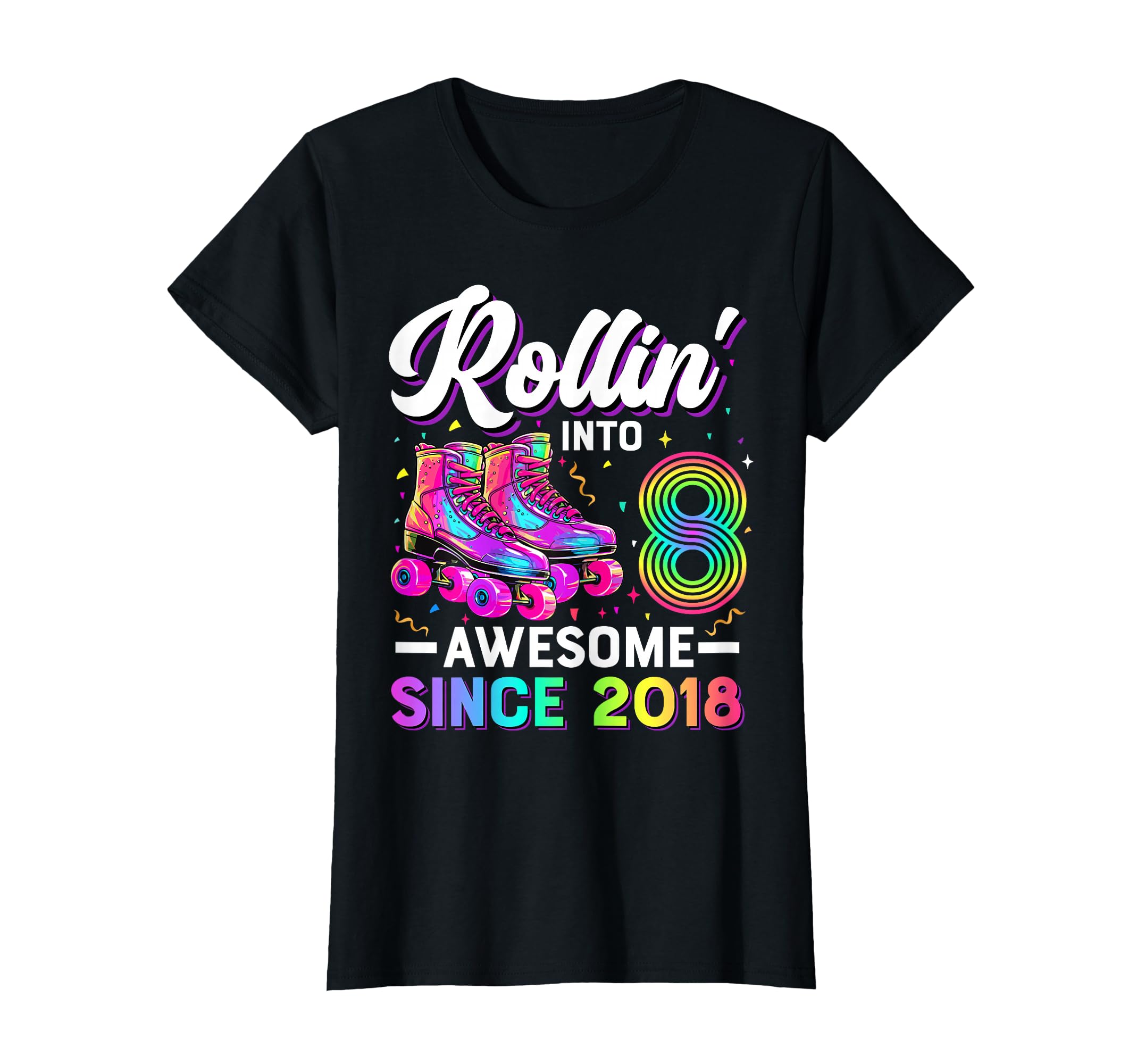 8Th Birthday 8 Year Old Roller Skate T-Shirt - Aesthetic Graphic Men Women - T-Shirt, Sweatshirt, Hoodie