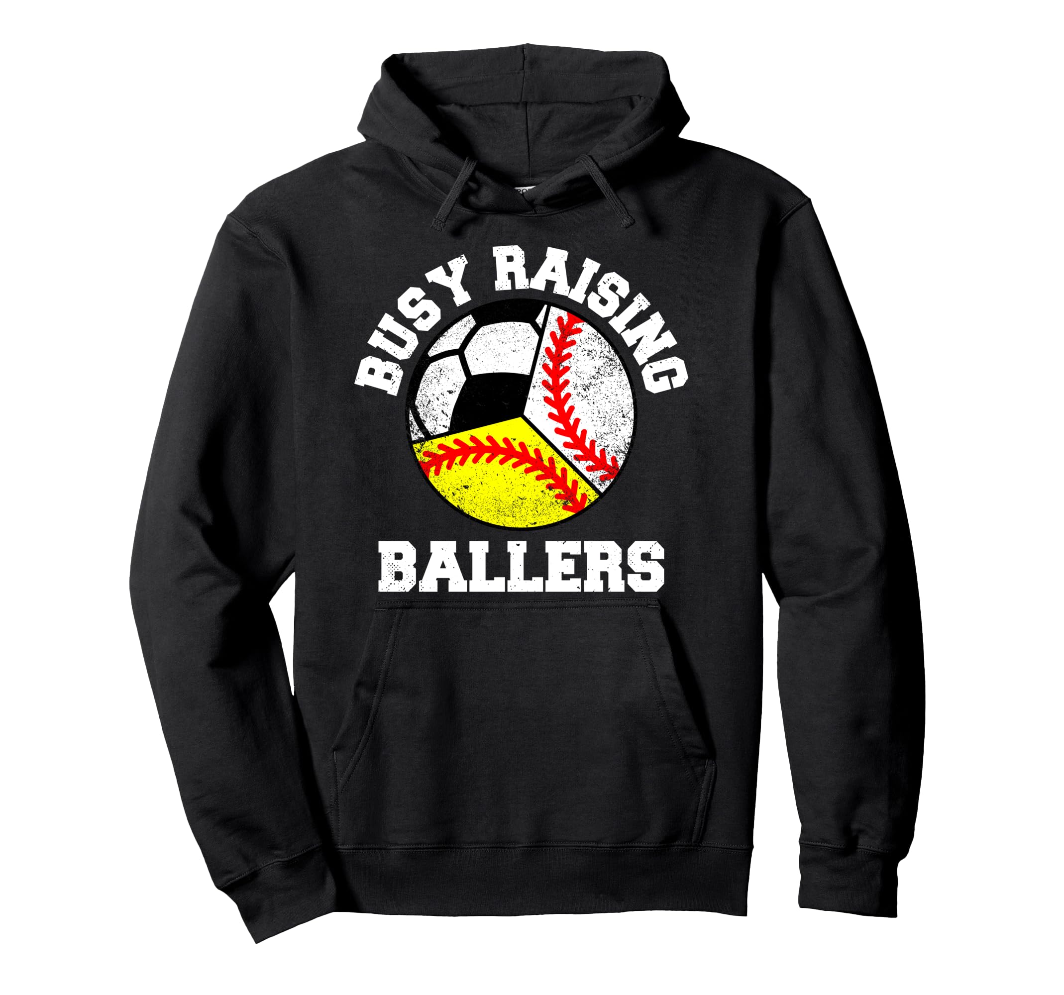 Busy Raising Ballers Funny Baseball Hoodie - Minimalist Print for Adults - T-Shirt, Sweatshirt, Hoodie