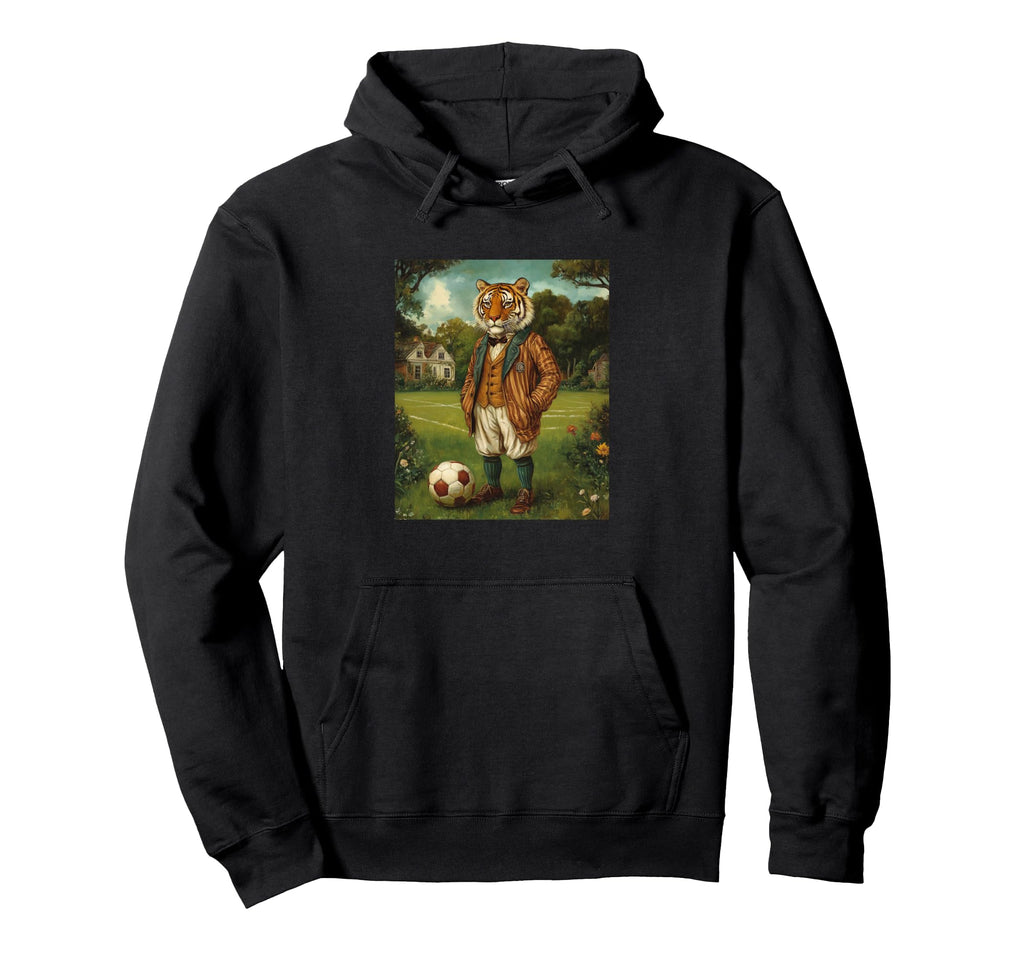 Funny Tiger Playing Soccer Weird Tiger Hoodie - Trendy Graphic for Adults - T-Shirt, Sweatshirt, Hoodie