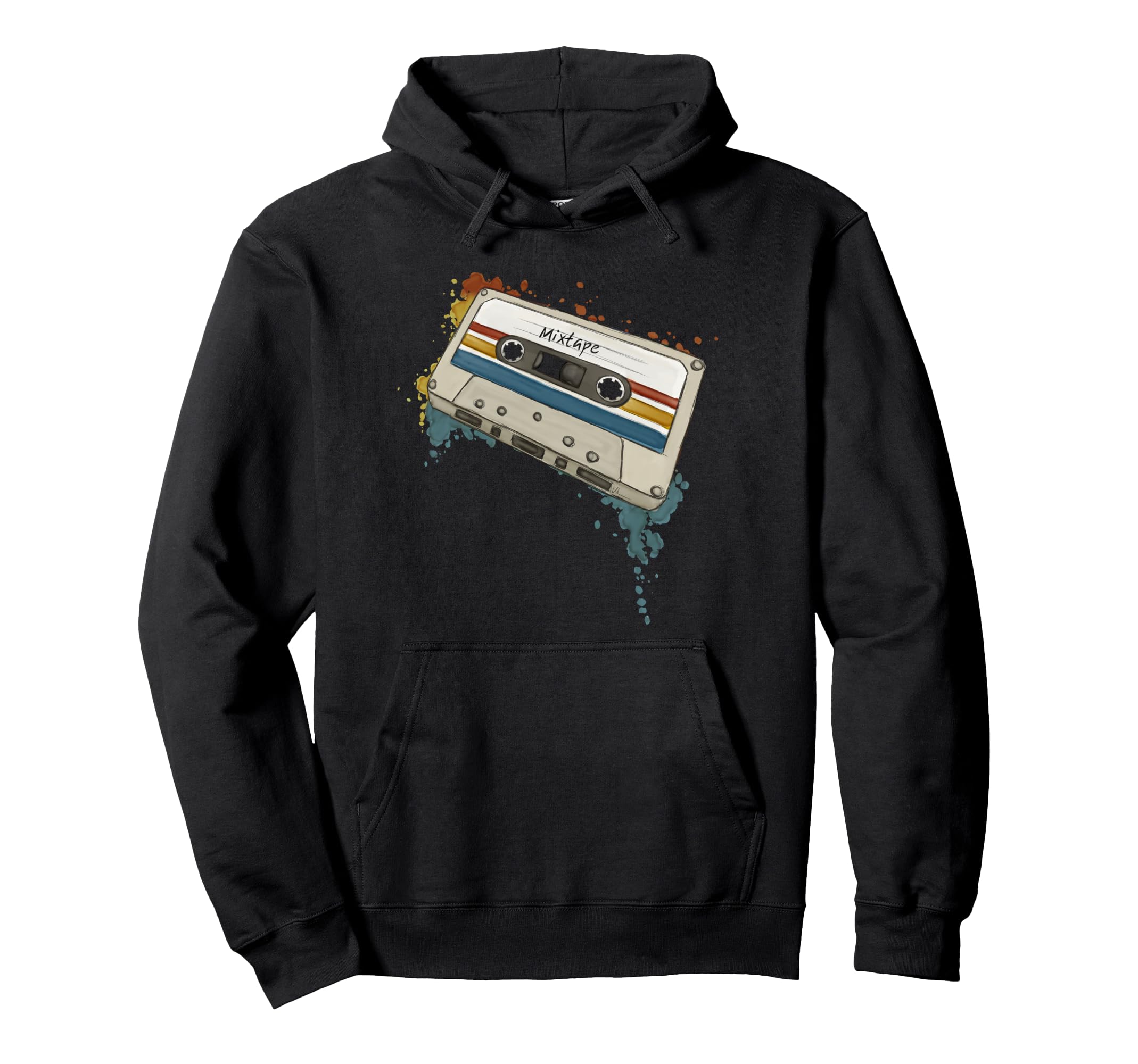 Watercolor Mixtape Nostalgia Funky Hoodie - Fun Novelty Design for Adults - T-Shirt, Sweatshirt, Hoodie