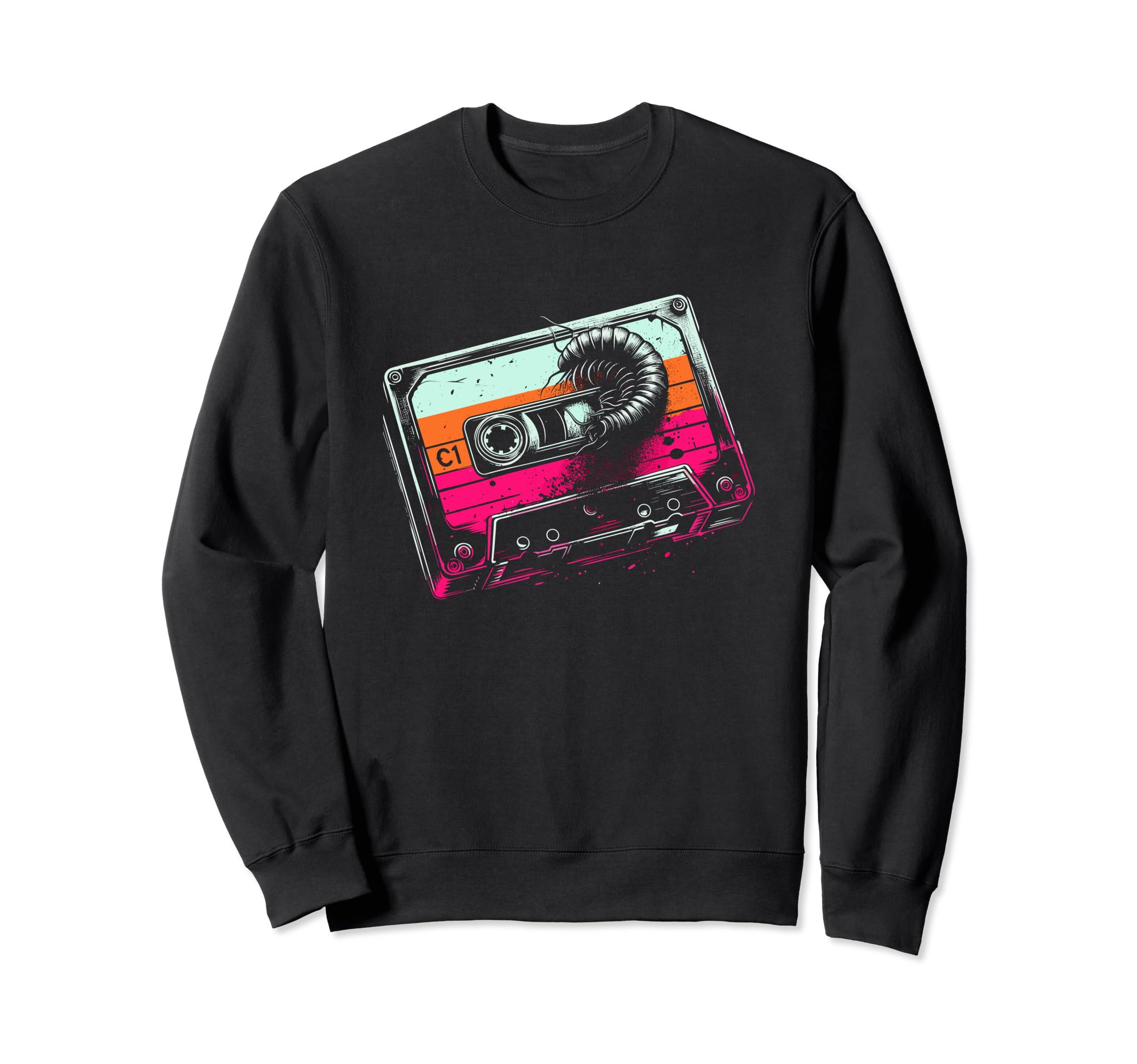 Oldschool Cassette Centipede Tape Sweatshirt - Trendy Graphic for Adults - T-Shirt, Sweatshirt, Hoodie