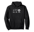Peace Love Futsal Indoor Soccer Player Hoodie - Unique Graphic Men Women - T-Shirt, Sweatshirt, Hoodie