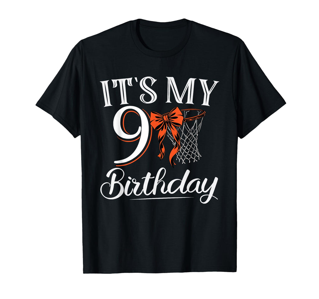Orange Coquette Basketball Its My 9 Years T-Shirt - Trendy Graphic Unisex - T-Shirt, Sweatshirt, Hoodie
