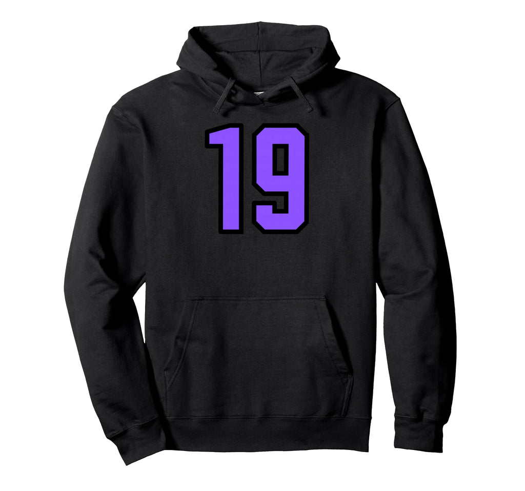 Purple Black Sport Team Number 19 Hoodie - Graphic Print for Adults - T-Shirt, Sweatshirt, Hoodie