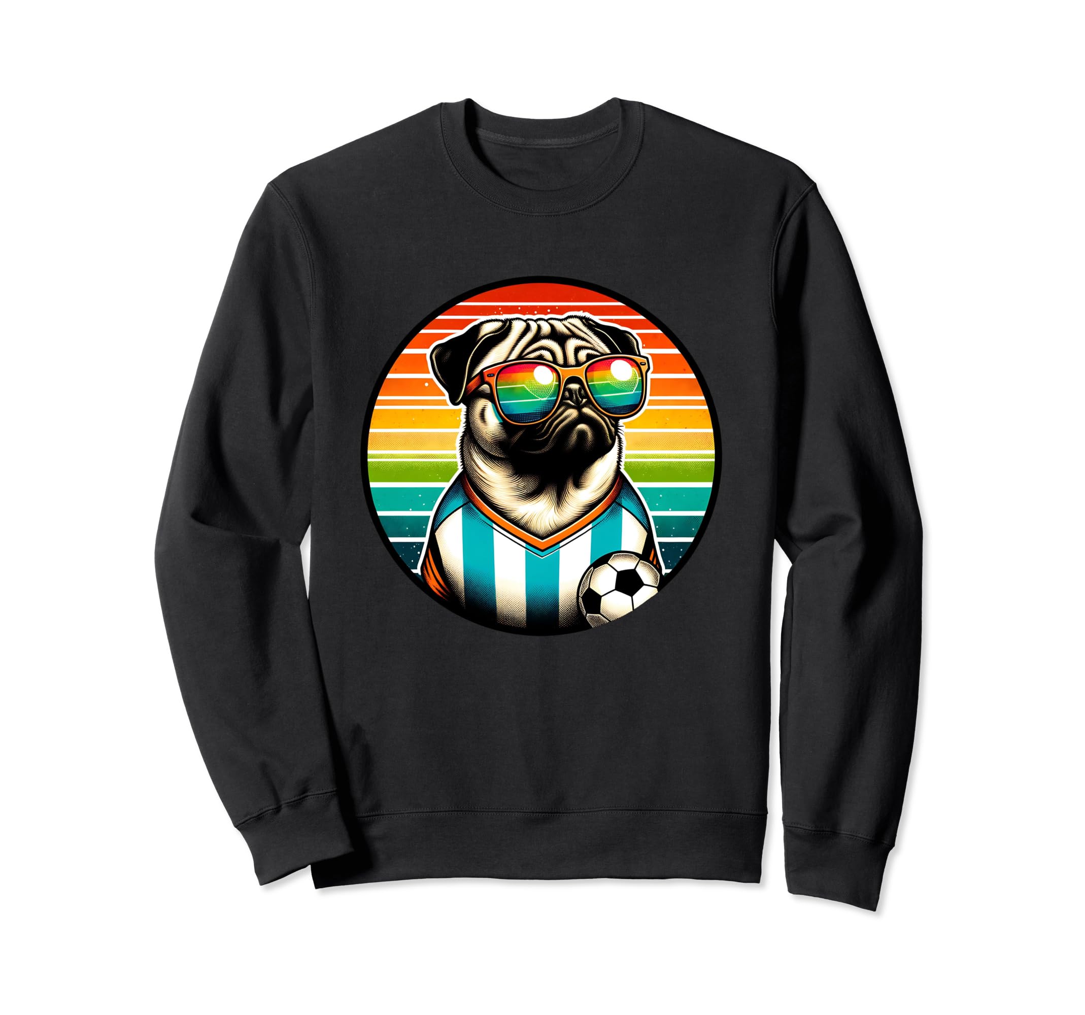Pug Dog Soccer Fan Champion Sweatshirt - Custom Art Print for Adults - T-Shirt, Sweatshirt, Hoodie