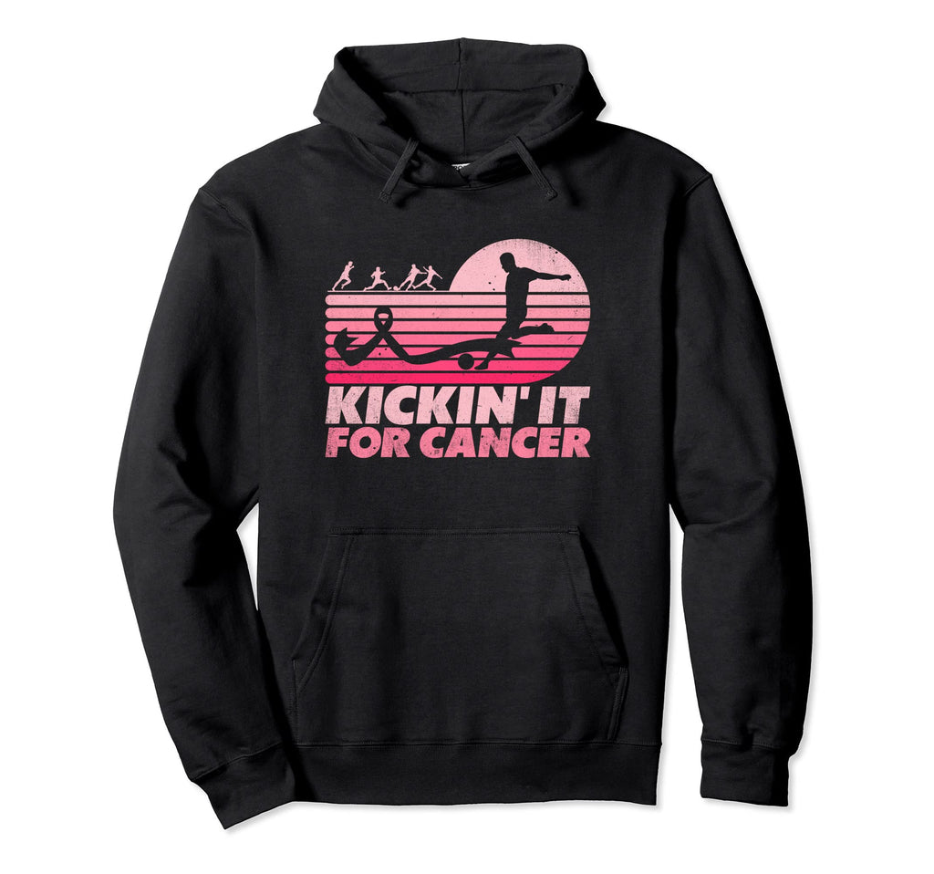 Kickin It Cancer Soccer Ribbon Breast Hoodie - Custom Art Print Unisex - T-Shirt, Sweatshirt, Hoodie