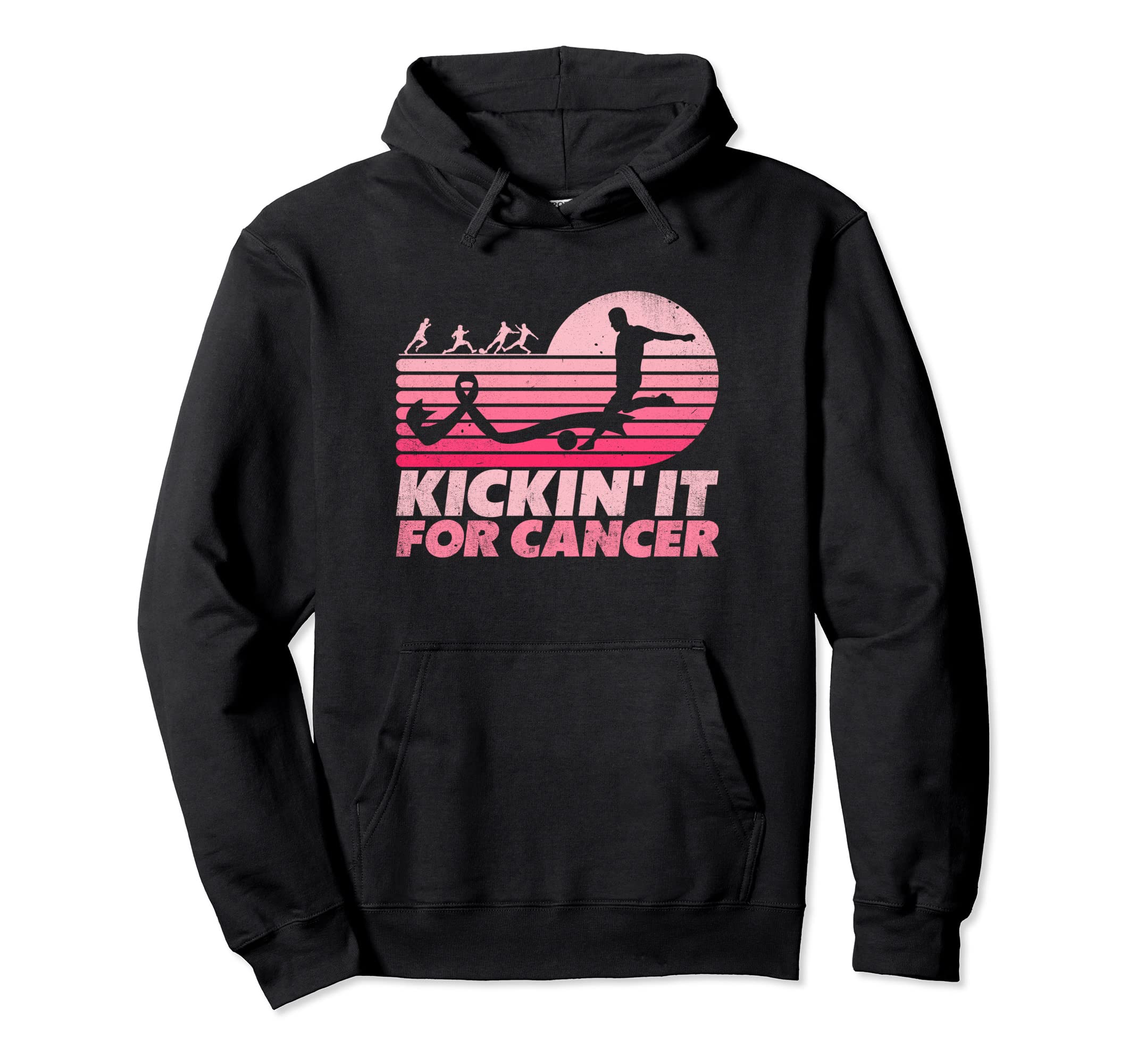 Kickin It Cancer Soccer Ribbon Breast Hoodie - Custom Art Print Unisex - T-Shirt, Sweatshirt, Hoodie