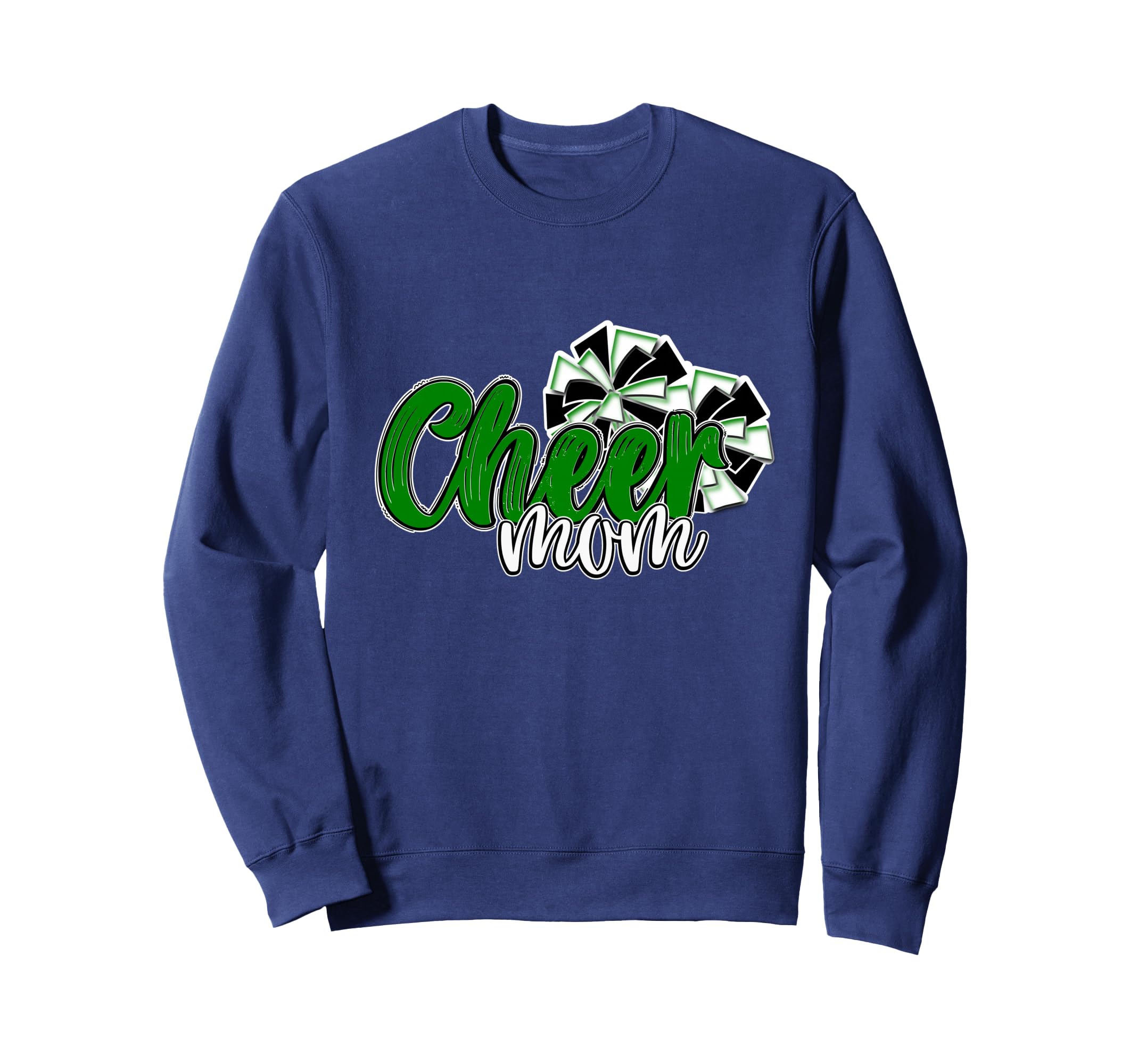 Womens Cheer Mom Green Pom Pom Accents Sweatshirt - Unique Graphic Unisex - T-Shirt, Sweatshirt, Hoodie