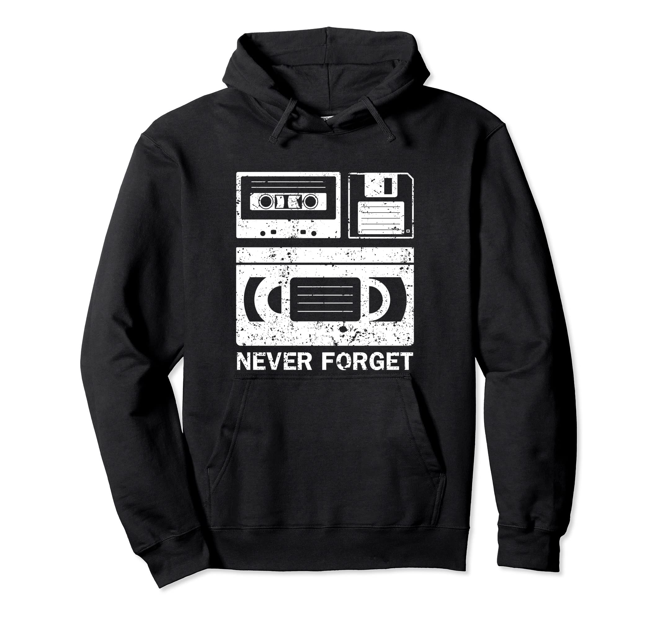 Never Forget Cassette Video Tape Hoodie - Fun Novelty Design Men Women - T-Shirt, Sweatshirt, Hoodie