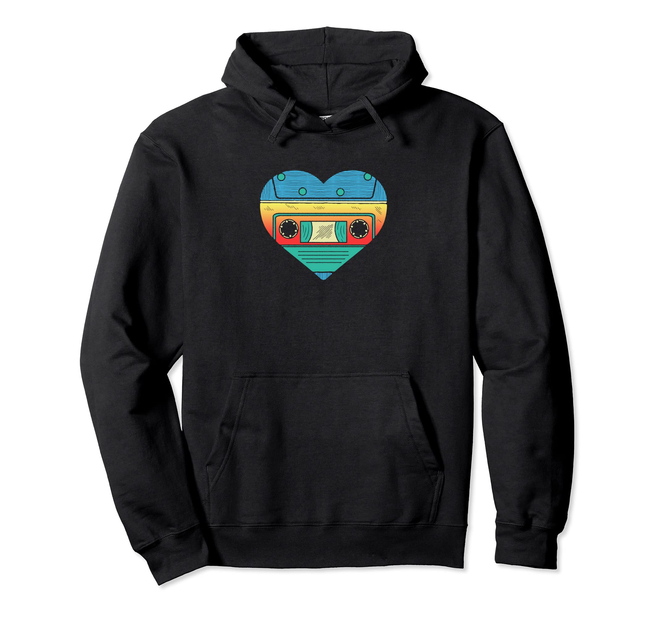 Cassette Tape Heart 80S Music Lovers Hoodie - Custom Art Print Men Women - T-Shirt, Sweatshirt, Hoodie