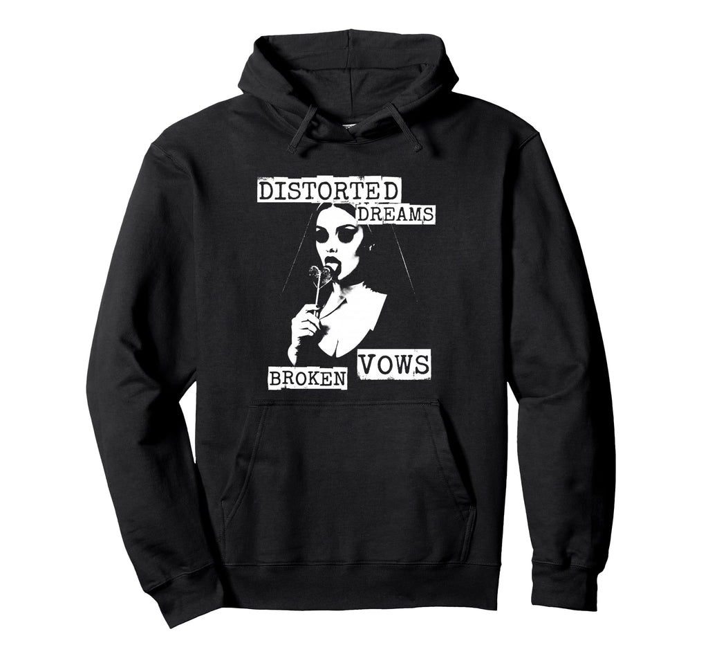 Punk Goth Nun 90S Grunge Distressed Hoodie - Graphic Print Men Women - T-Shirt, Sweatshirt, Hoodie