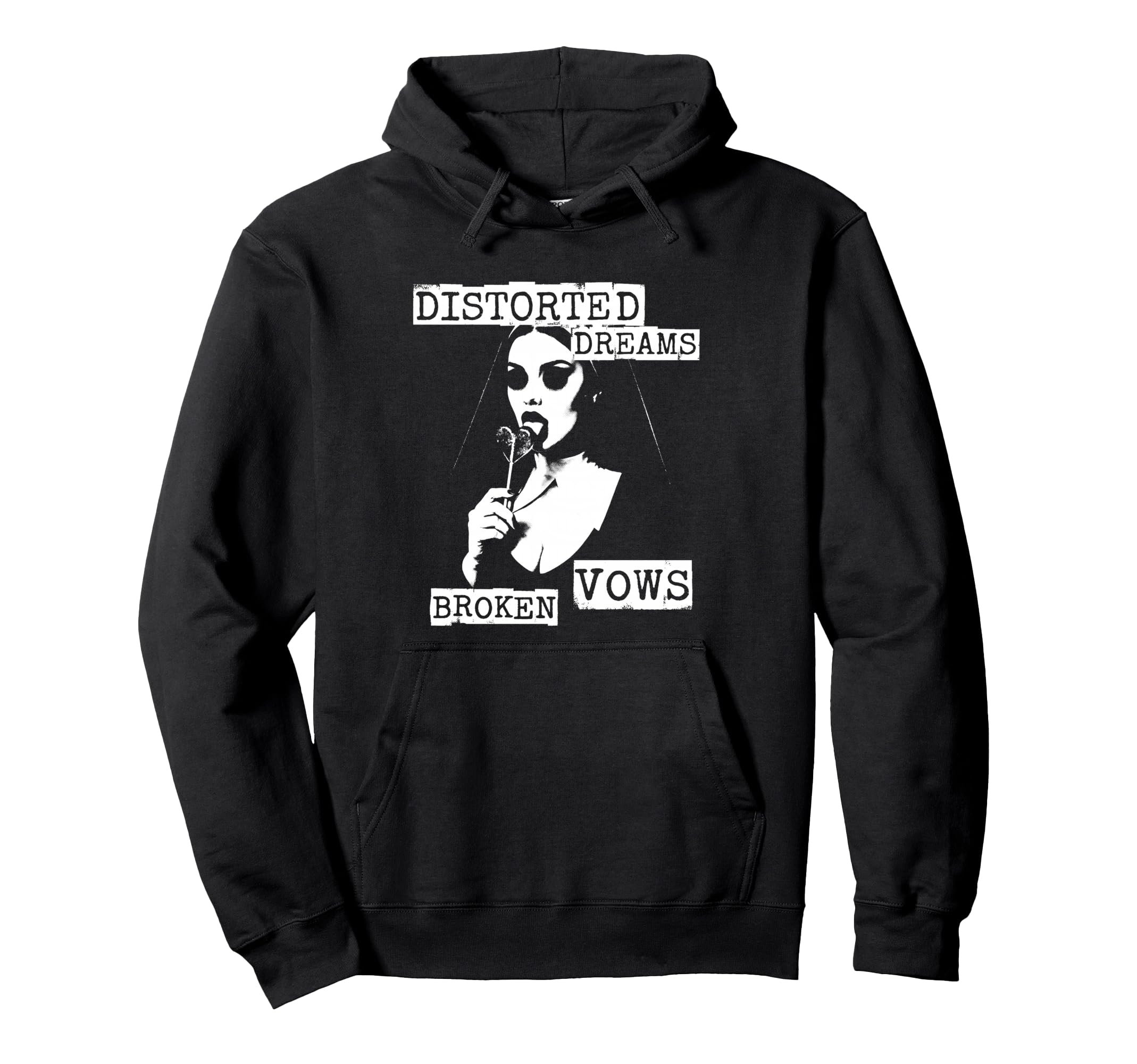 Punk Goth Nun 90S Grunge Distressed Hoodie - Graphic Print Men Women - T-Shirt, Sweatshirt, Hoodie