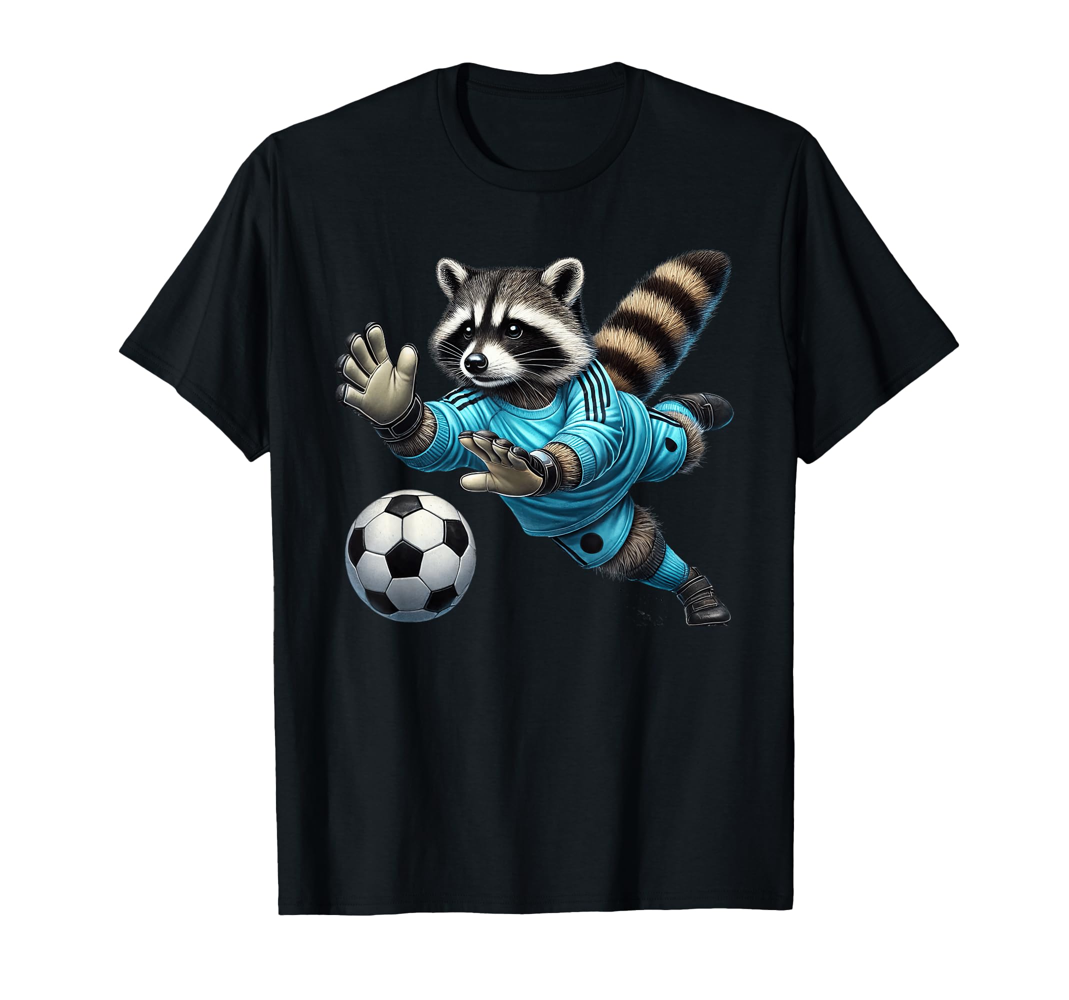 Raccoon Soccer Goalie Diving Save T-Shirt - Trendy Graphic for Adults - T-Shirt, Sweatshirt, Hoodie