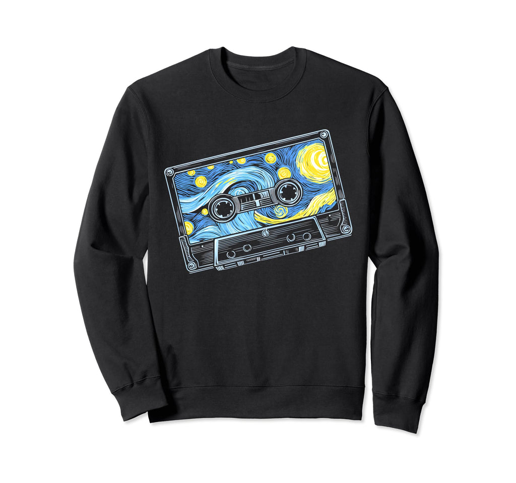 80S 90S Cassette Tape Starry Sweatshirt - Casual Everyday Wear for Adults - T-Shirt, Sweatshirt, Hoodie