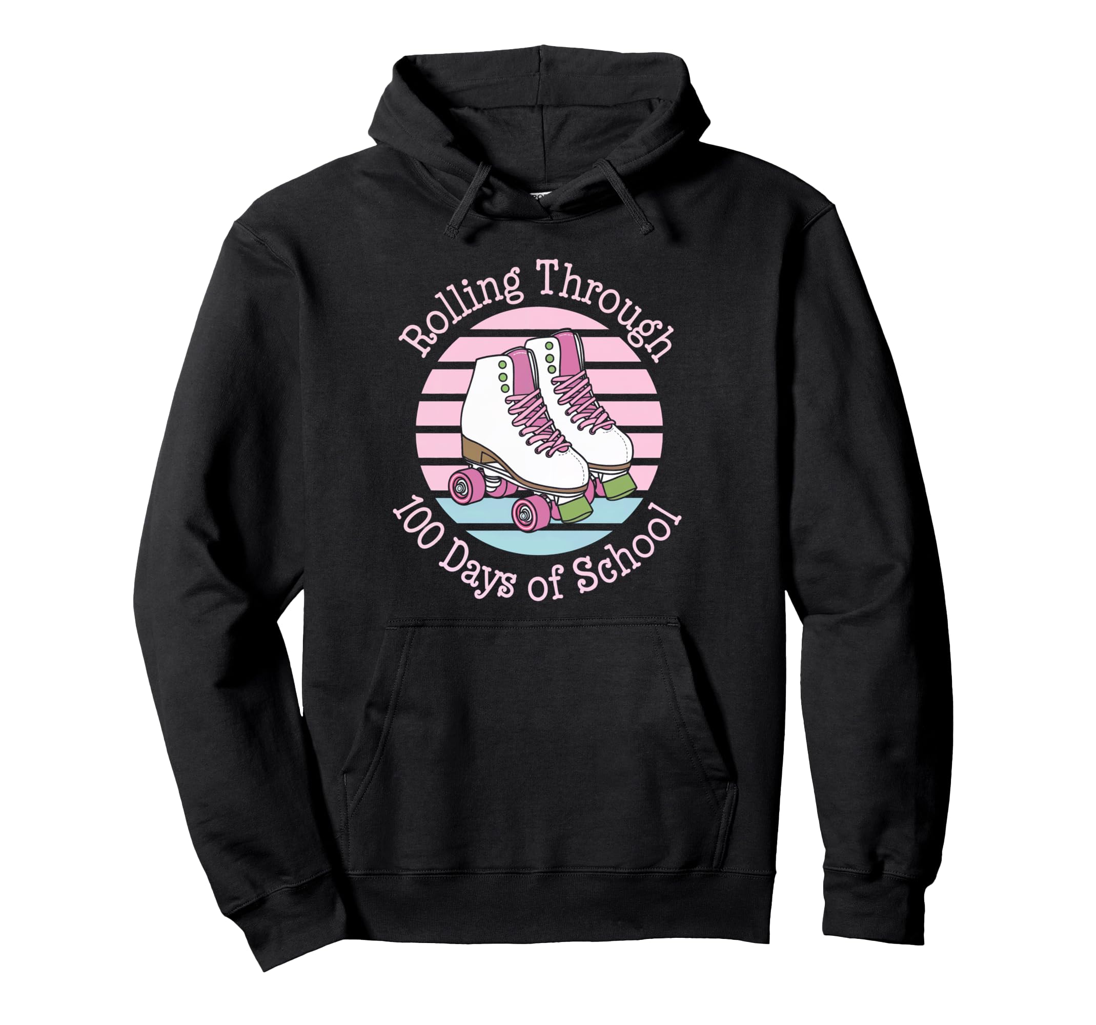 Roller Skate Rolling Through 100 Days Hoodie - Custom Art Print for Adults - T-Shirt, Sweatshirt, Hoodie