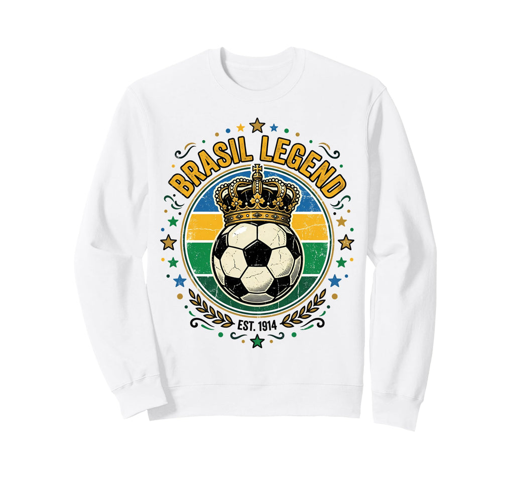 Brasil Legend Crowned Soccer Ball Sweatshirt - Custom Art Print Men Women - T-Shirt, Sweatshirt, Hoodie