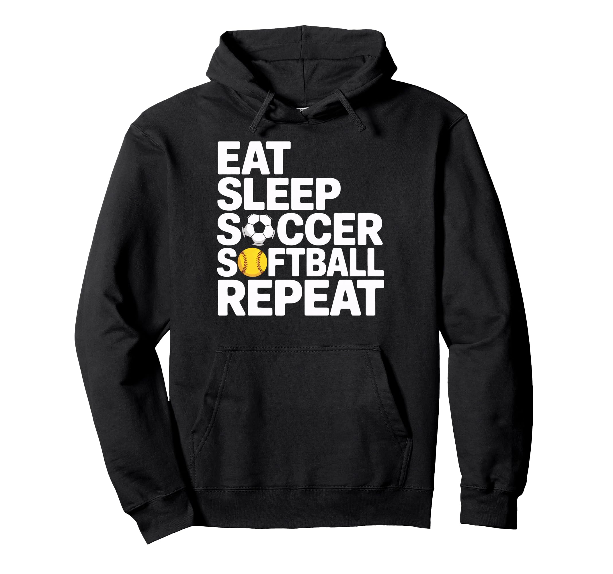 Soccer Softball Repeat Eat Sleep Hoodie - Custom Art Print Unisex - T-Shirt, Sweatshirt, Hoodie