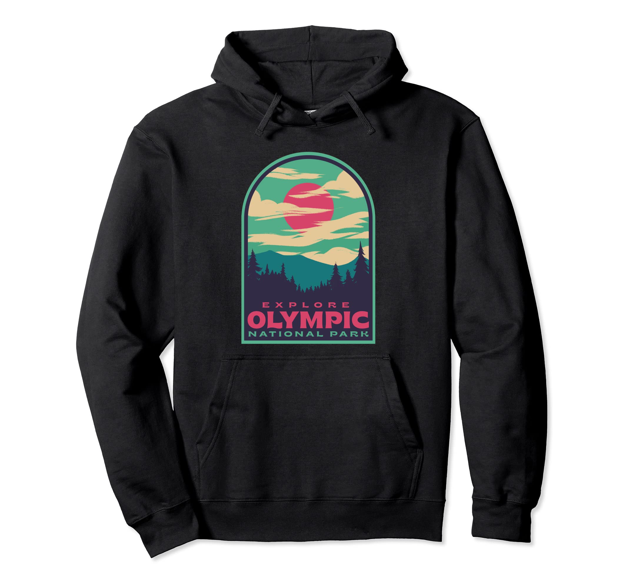Olympic National Park Sunset Hoodie - Minimalist Print for Adults - T-Shirt, Sweatshirt, Hoodie