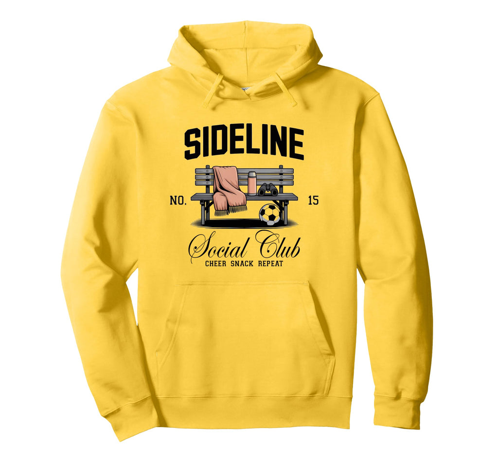Sideline Social Club Soccer Mom Game Day Hoodie - Unique Graphic Men Women - T-Shirt, Sweatshirt, Hoodie