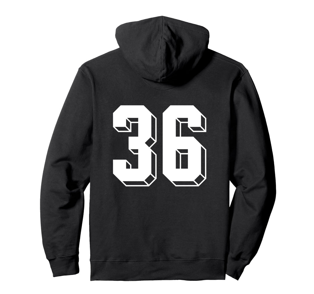 Number 36 Backside 80S 90S Team Jersey Hoodie - Graphic Print for Adults - T-Shirt, Sweatshirt, Hoodie
