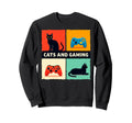 Games Gamer Cats And Gaming Cat Video Sweatshirt - Minimalist Print Unisex - T-Shirt, Sweatshirt, Hoodie
