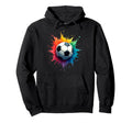 Colorful Splash Art Soccer Football Ball Hoodie - Minimalist Print Unisex - T-Shirt, Sweatshirt, Hoodie