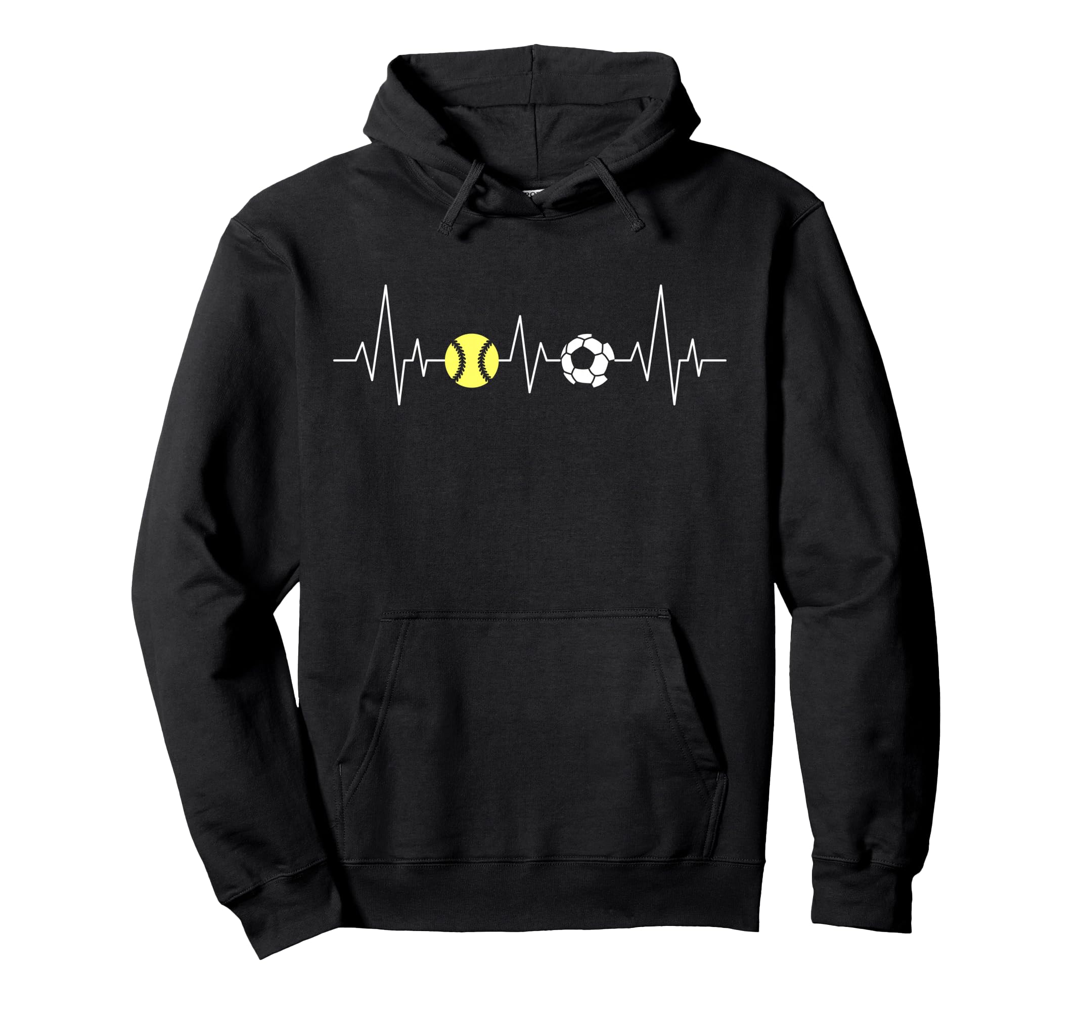 Soccer Softball Heartbeat Funny Sport Hoodie - Novelty Apparel Unisex - T-Shirt, Sweatshirt, Hoodie