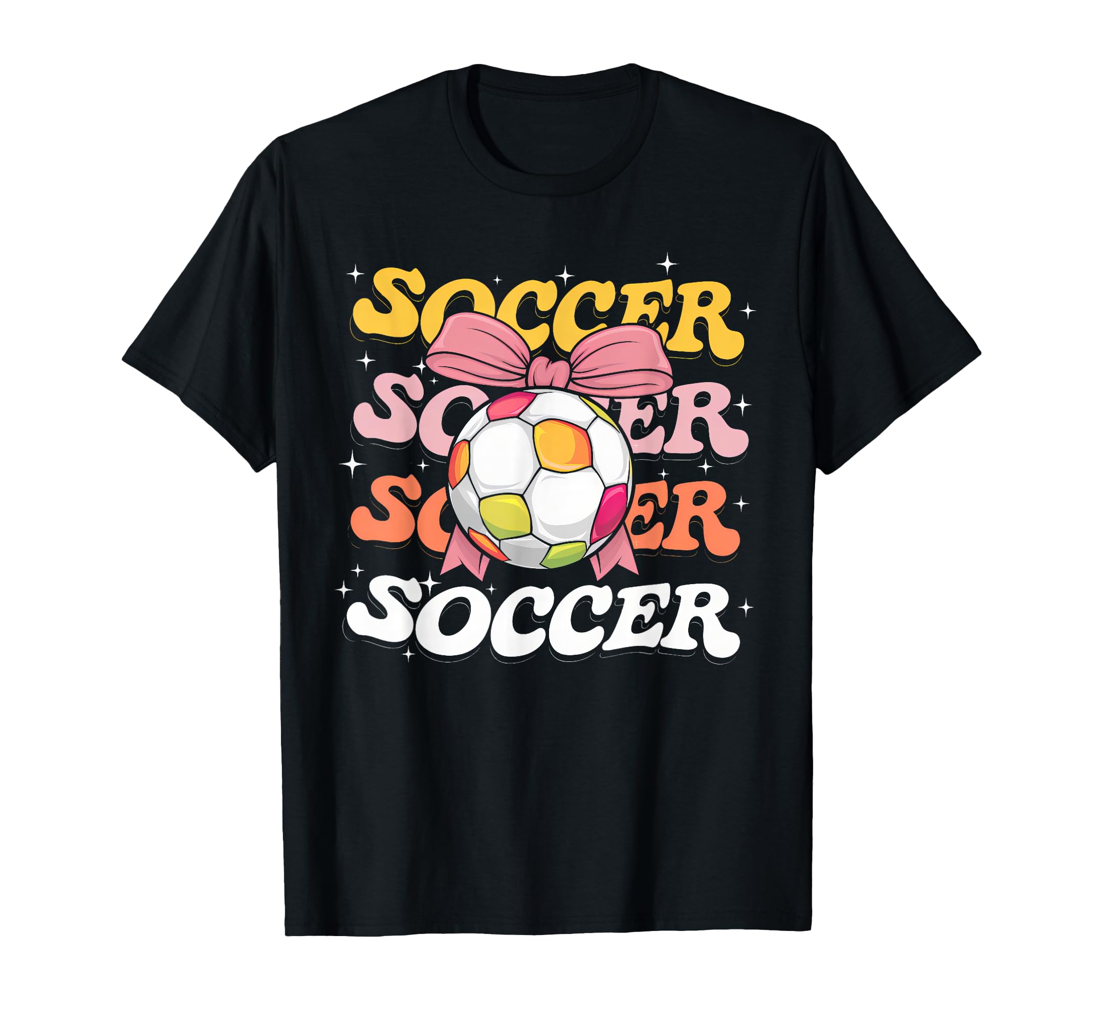 Groovy Soccer Coquette Bow Soccer T-Shirt - Custom Art Print Men Women - T-Shirt, Sweatshirt, Hoodie