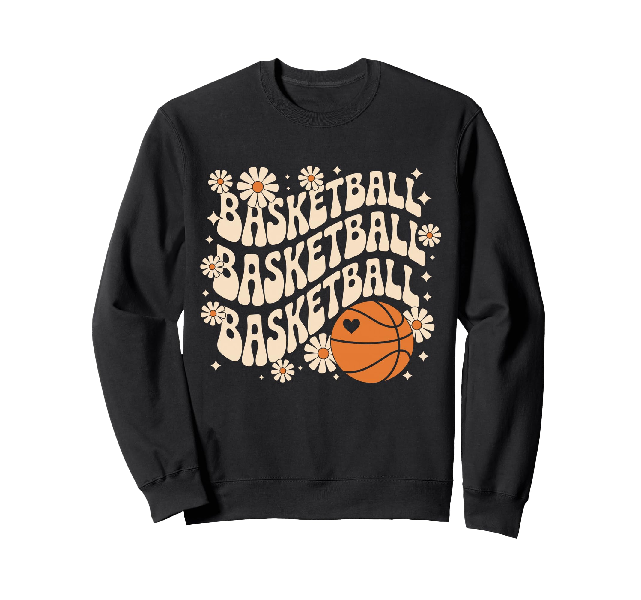 Groovy Basketball Daisy Flower Sweatshirt - Minimalist Print Men Women - T-Shirt, Sweatshirt, Hoodie