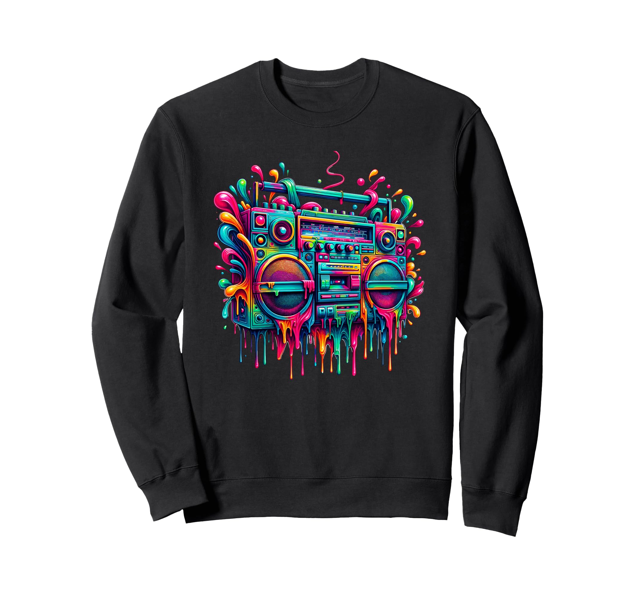 Dripping Paint Boombox Old School 80S Sweatshirt - Custom Art Print Unisex - T-Shirt, Sweatshirt, Hoodie