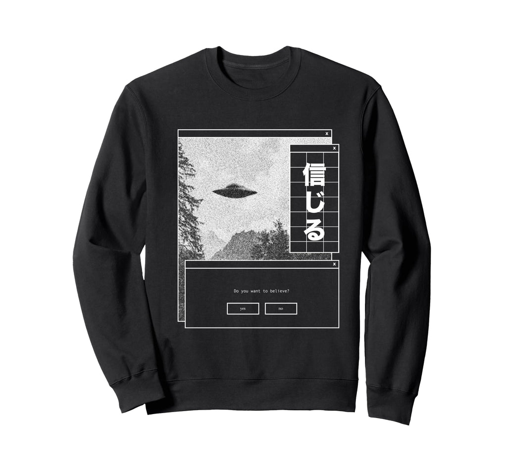 Ufo Vaporwave Aesthetic Japanese 80S Sweatshirt - Trendy Graphic Men Women - T-Shirt, Sweatshirt, Hoodie