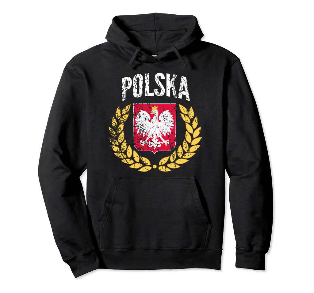 Poland Soccer Jersey Styled Distressed Hoodie - Unique Graphic for Adults - T-Shirt, Sweatshirt, Hoodie