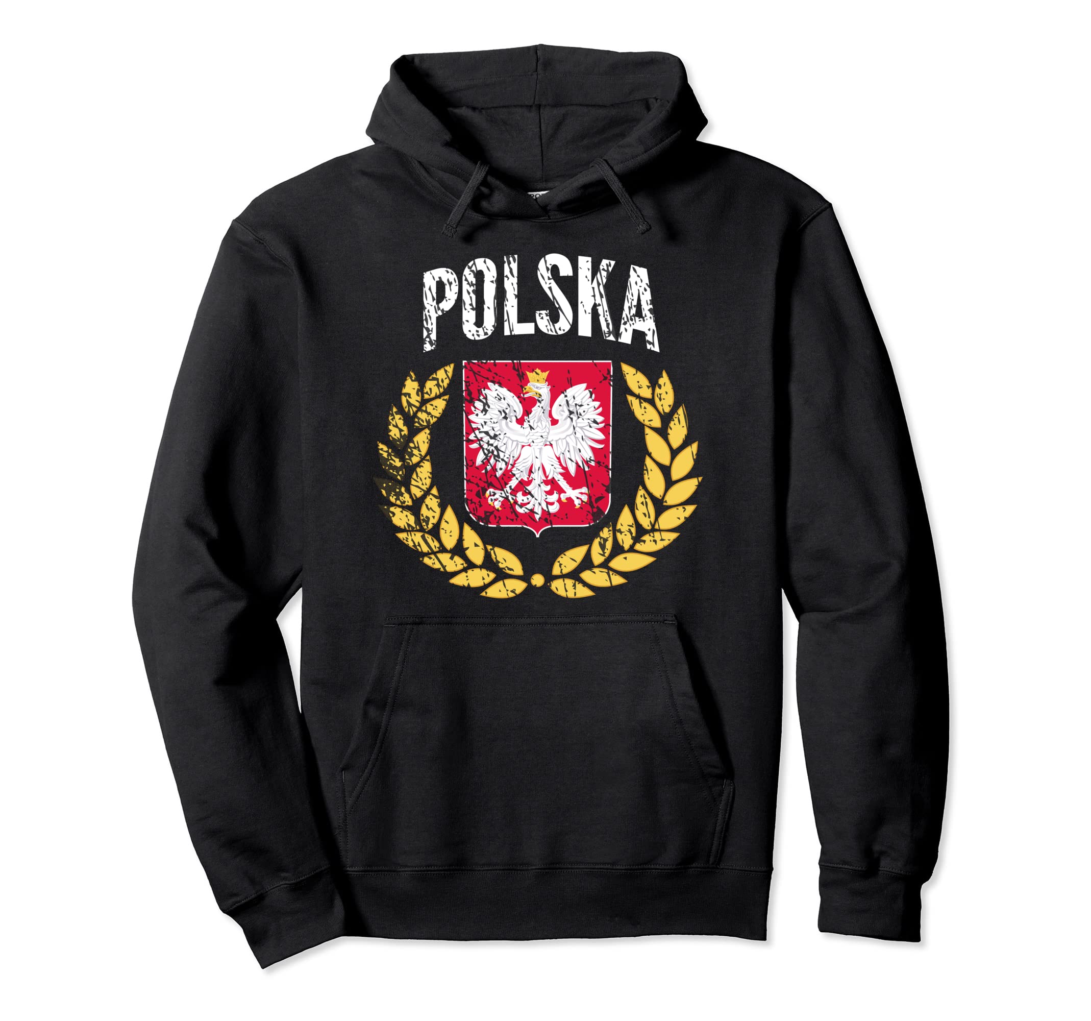 Poland Soccer Jersey Styled Distressed Hoodie - Unique Graphic for Adults - T-Shirt, Sweatshirt, Hoodie