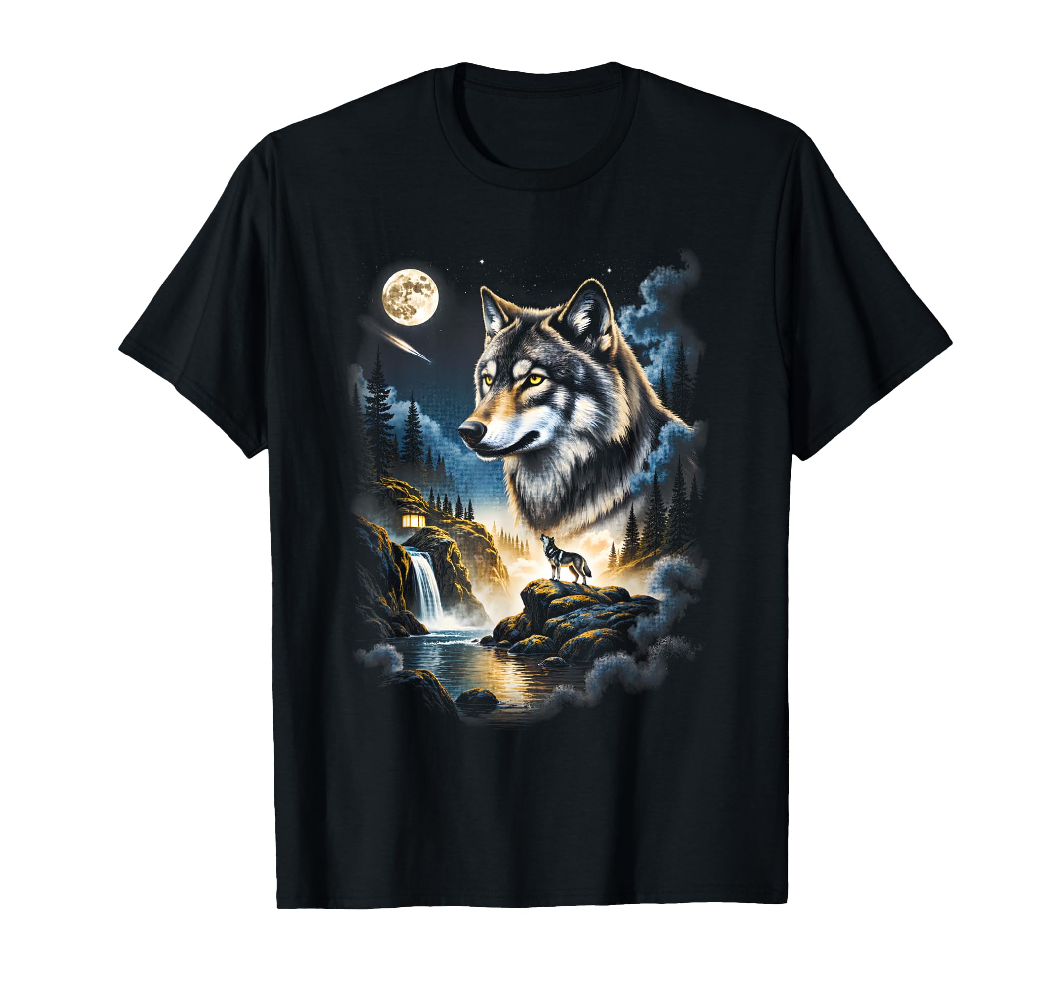Grunge Howling Wolf 90S Nature T-Shirt - Aesthetic Graphic for Adults - T-Shirt, Sweatshirt, Hoodie