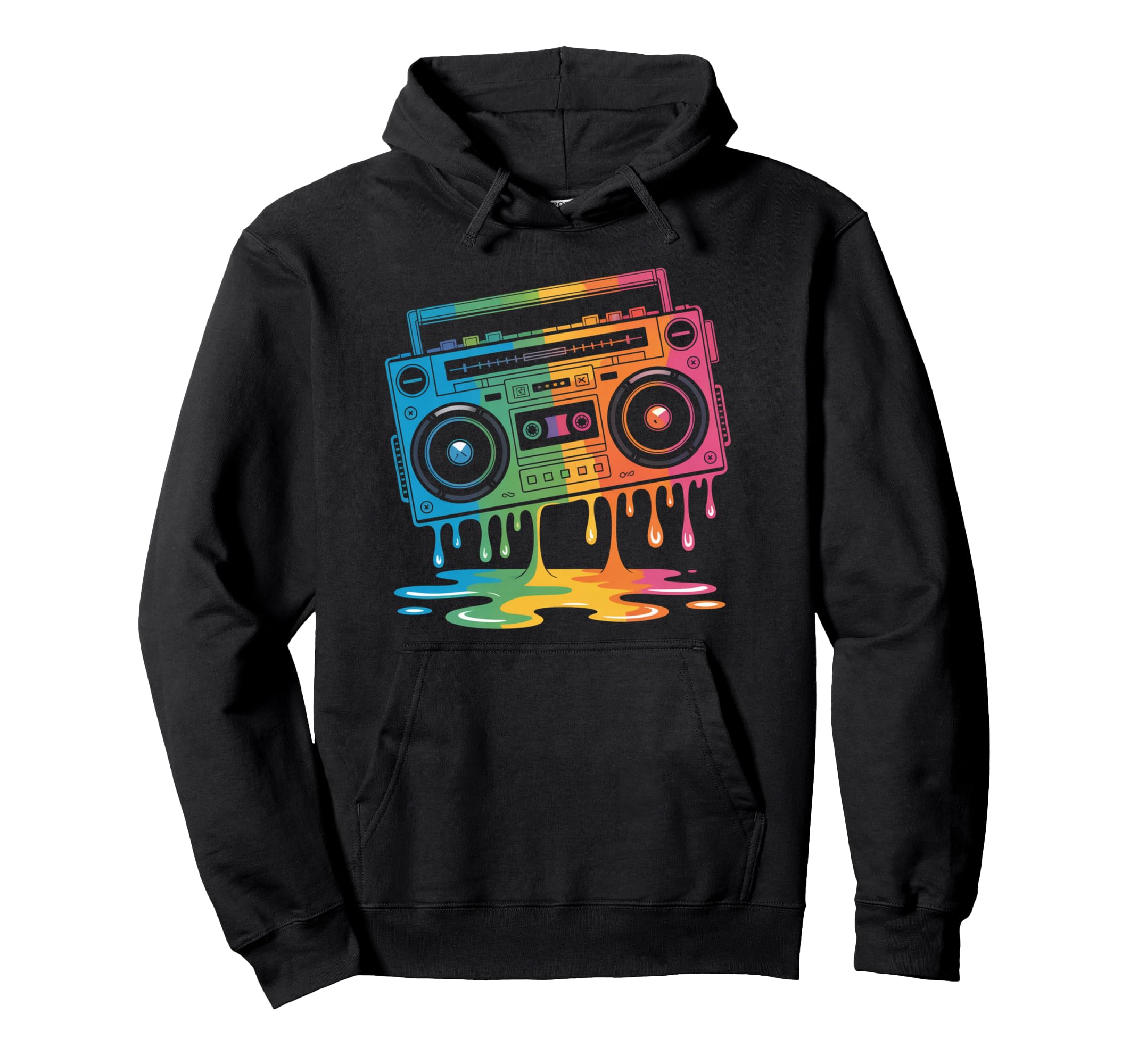 Dripping Paint Boombox Old School 80S Hoodie - Graphic Print Men Women - T-Shirt, Sweatshirt, Hoodie