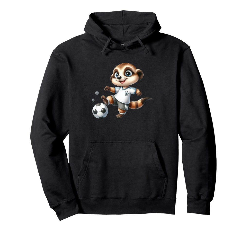 Meerkat Soccer Player Cartoon Kicking Hoodie - Streetwear Style Men Women - T-Shirt, Sweatshirt, Hoodie